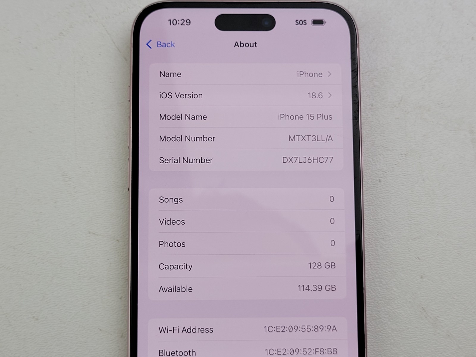 Apple iPhone 15 Plus (A2847) 128GB – Pink (Unlocked) – POOR CONDITION – H5221