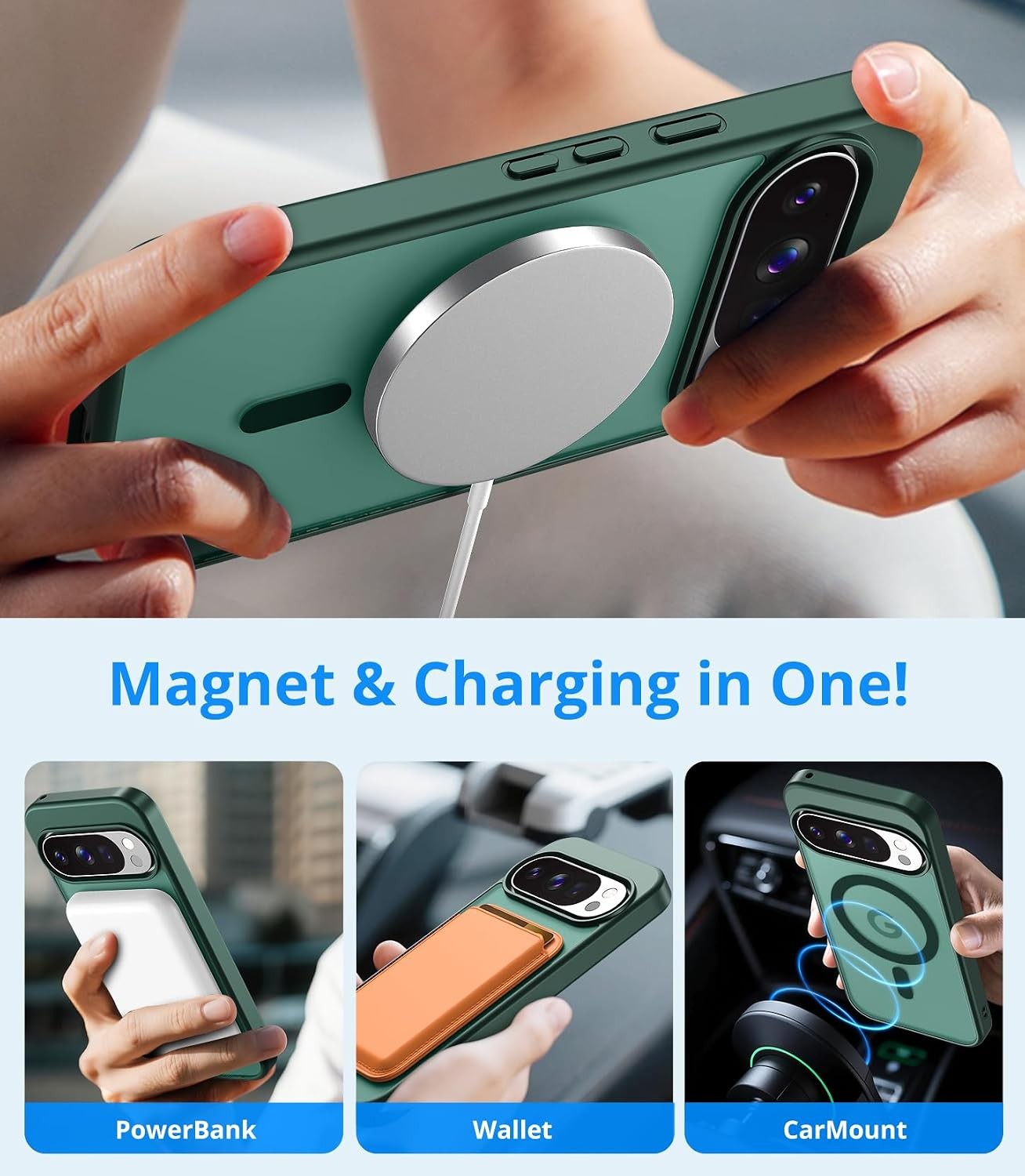 1PCS Case & Screen Protector for Google Pixel 10/10 Pro Magnetic Slim Matte Cove