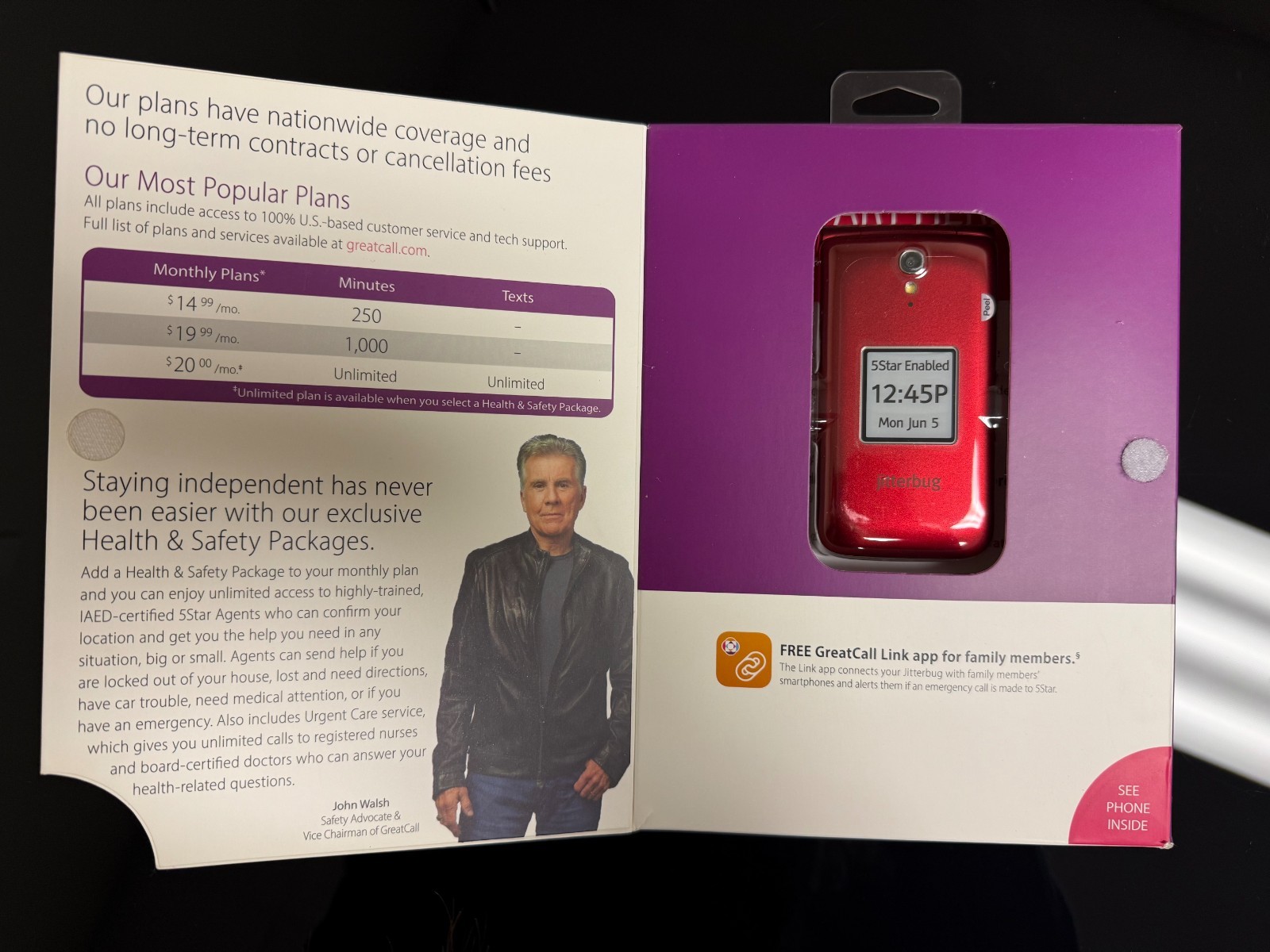 GreatCall Jitterbug Easy-to-Use Cell Phone for Seniors – Red