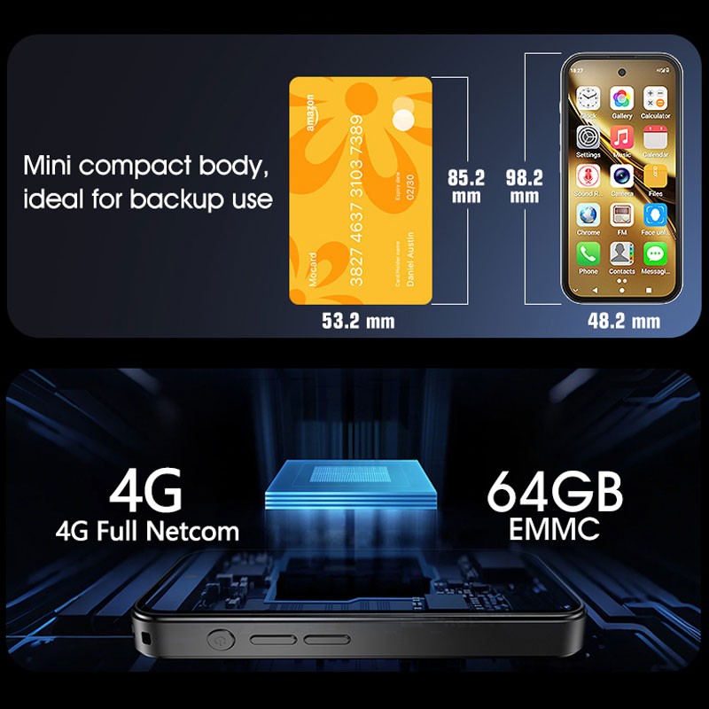 4G LTE MINI Smartphone Android 12 Cell Phone Pocket Dual SIM Mobile UNIWA Q333