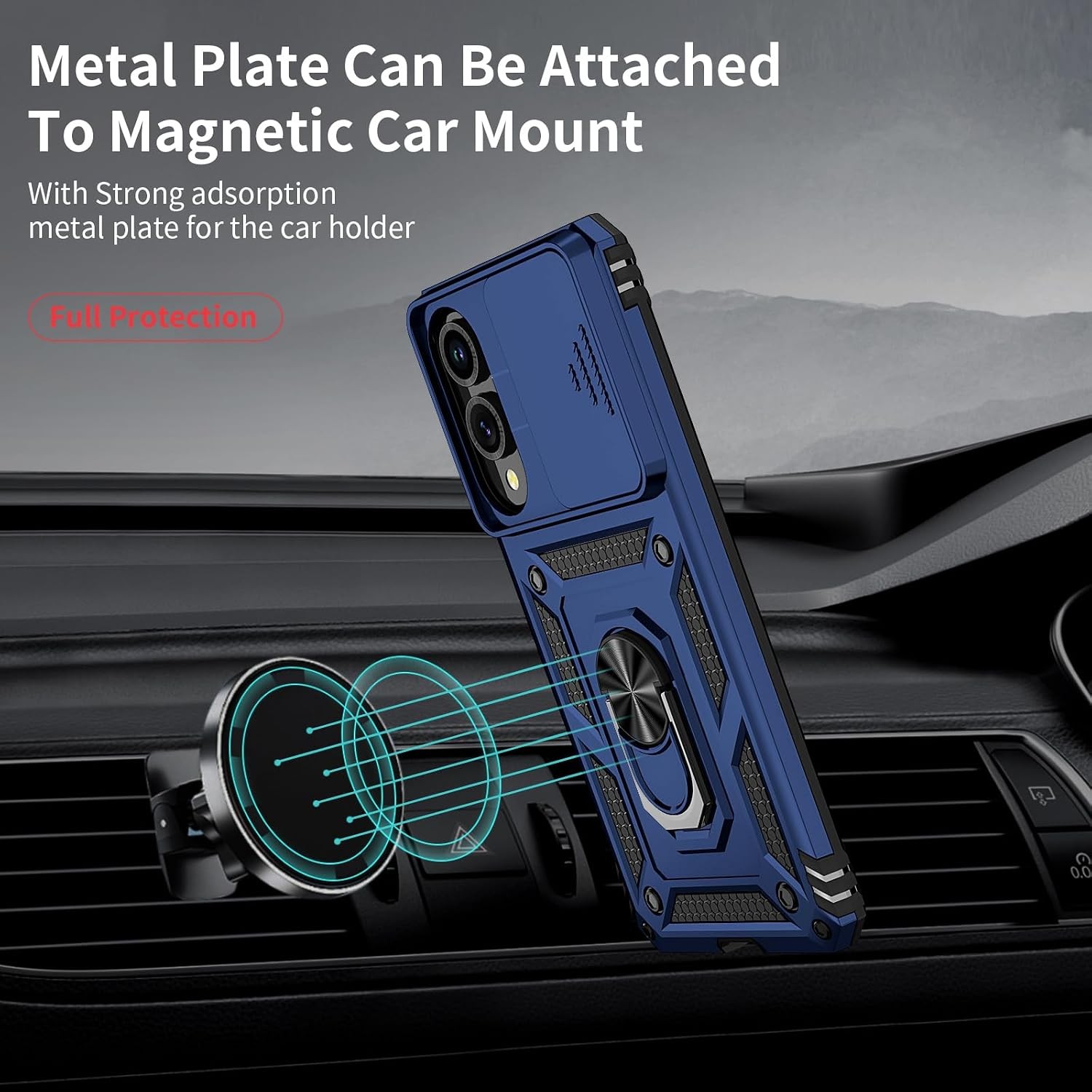 Samsung Galaxy S25 Edge Case with Camera Lens Cover, 10 FT Drop Protection, Navy