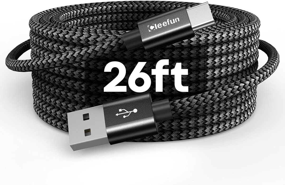 26ft USB-C Fast Charger Cable for USB-C Phone, Tablet, PS5, Switch