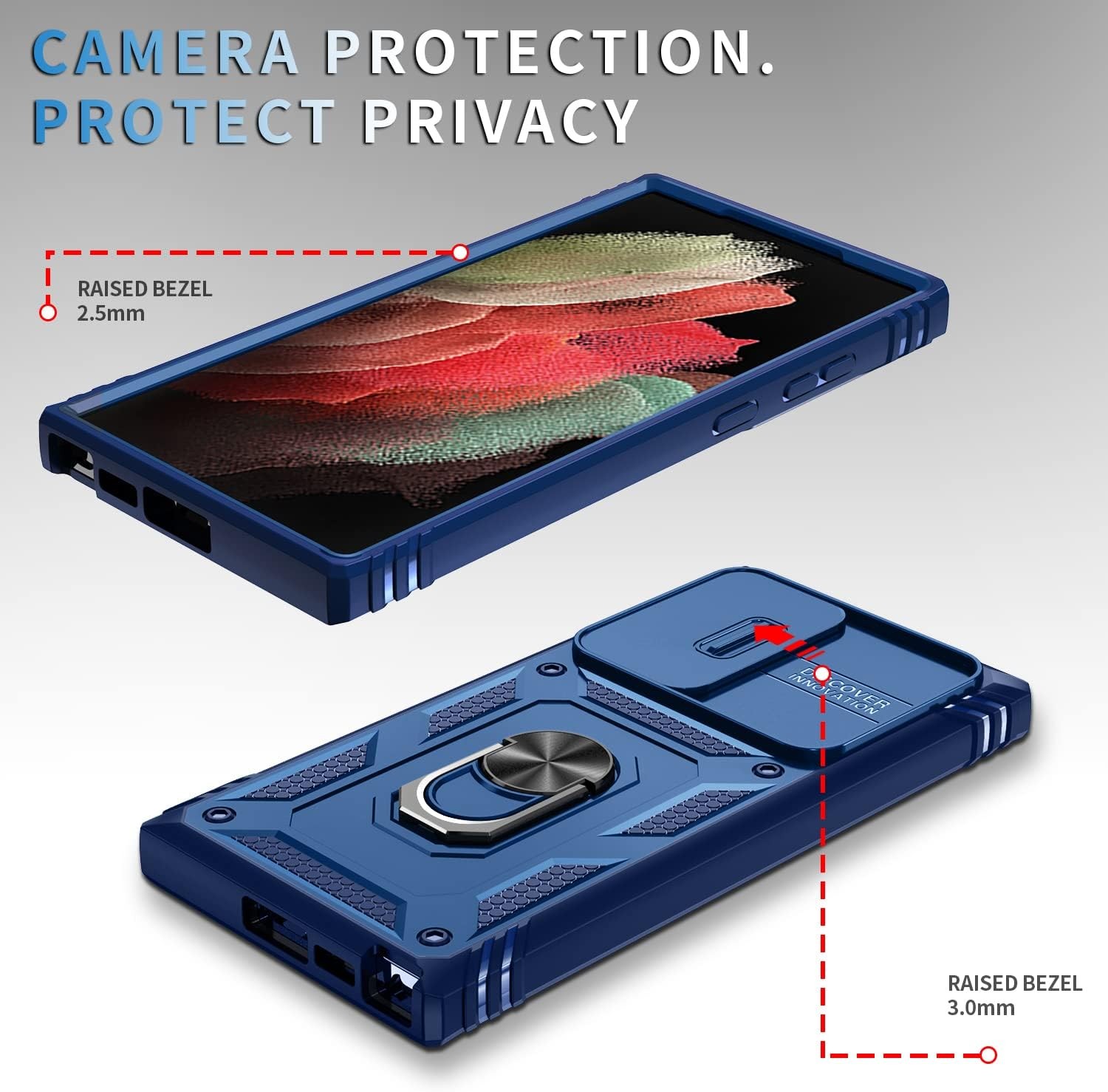 Case & Slide Camera Cover for Samsung Galaxy S24 Ultra 6.8 Inch Military Grade P