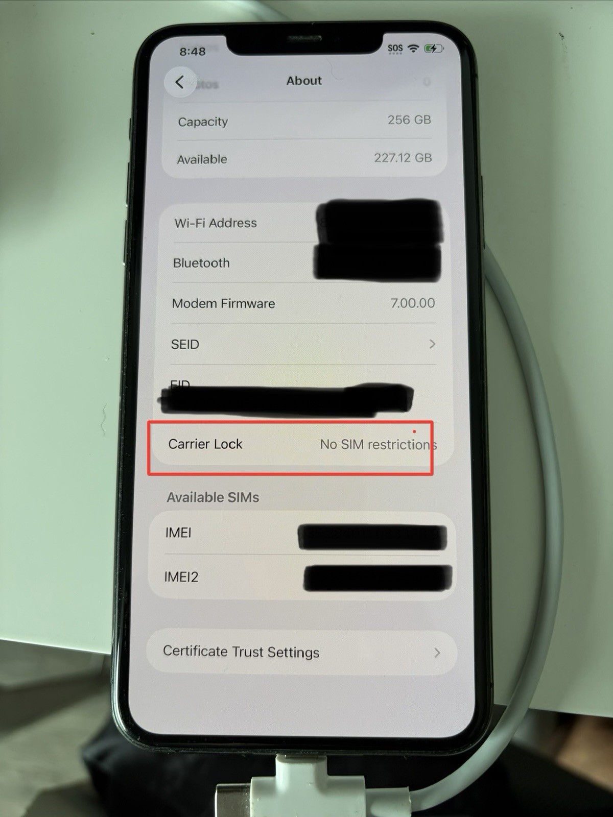 Apple iPhone 11 Pro Max 256GB Black Unlocked iOS A2161 (CDMA + GSM)