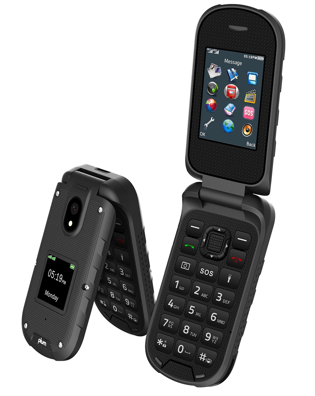 RAM Plus 4G Volte Unlocked Rugged Flip Phone 2022 Model ATT Tmobile – Black