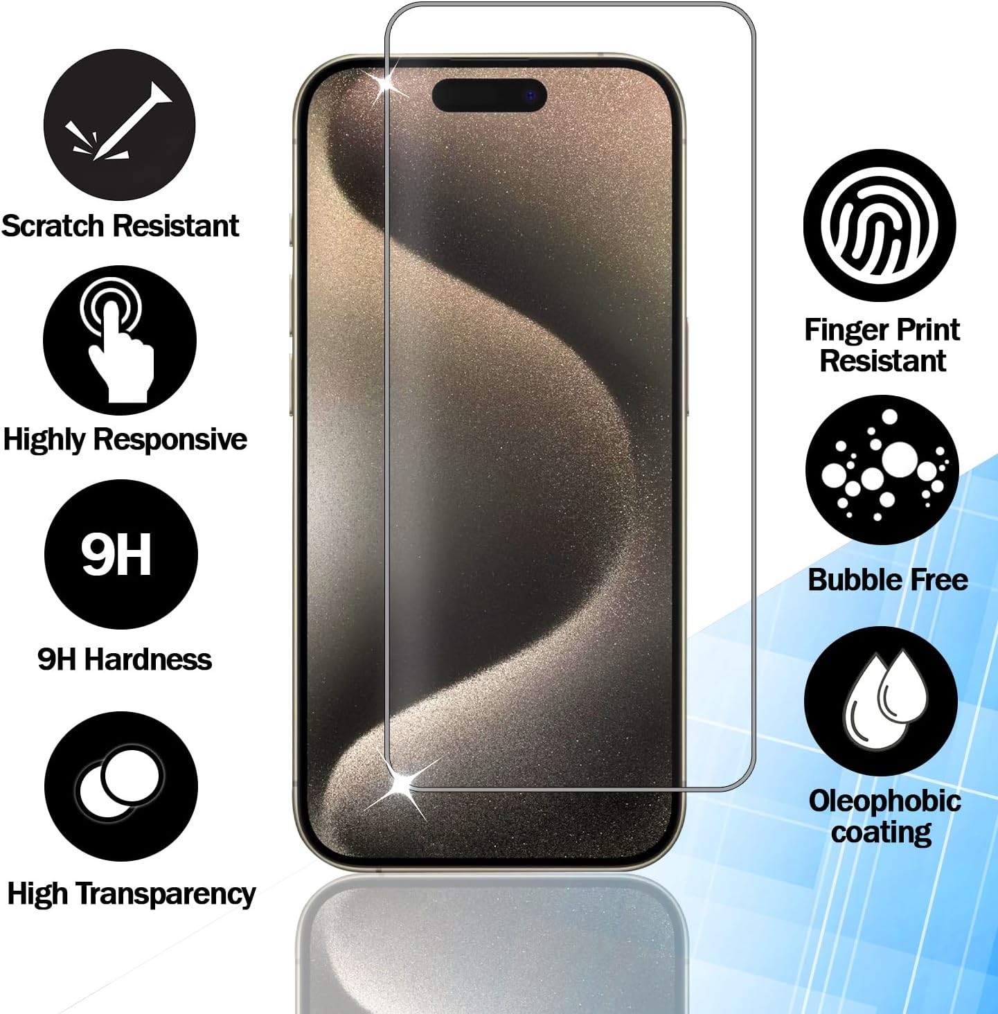 iPhone 16 Pro Max Tempered Glass Screen Protector 3-Pack, Antibubble