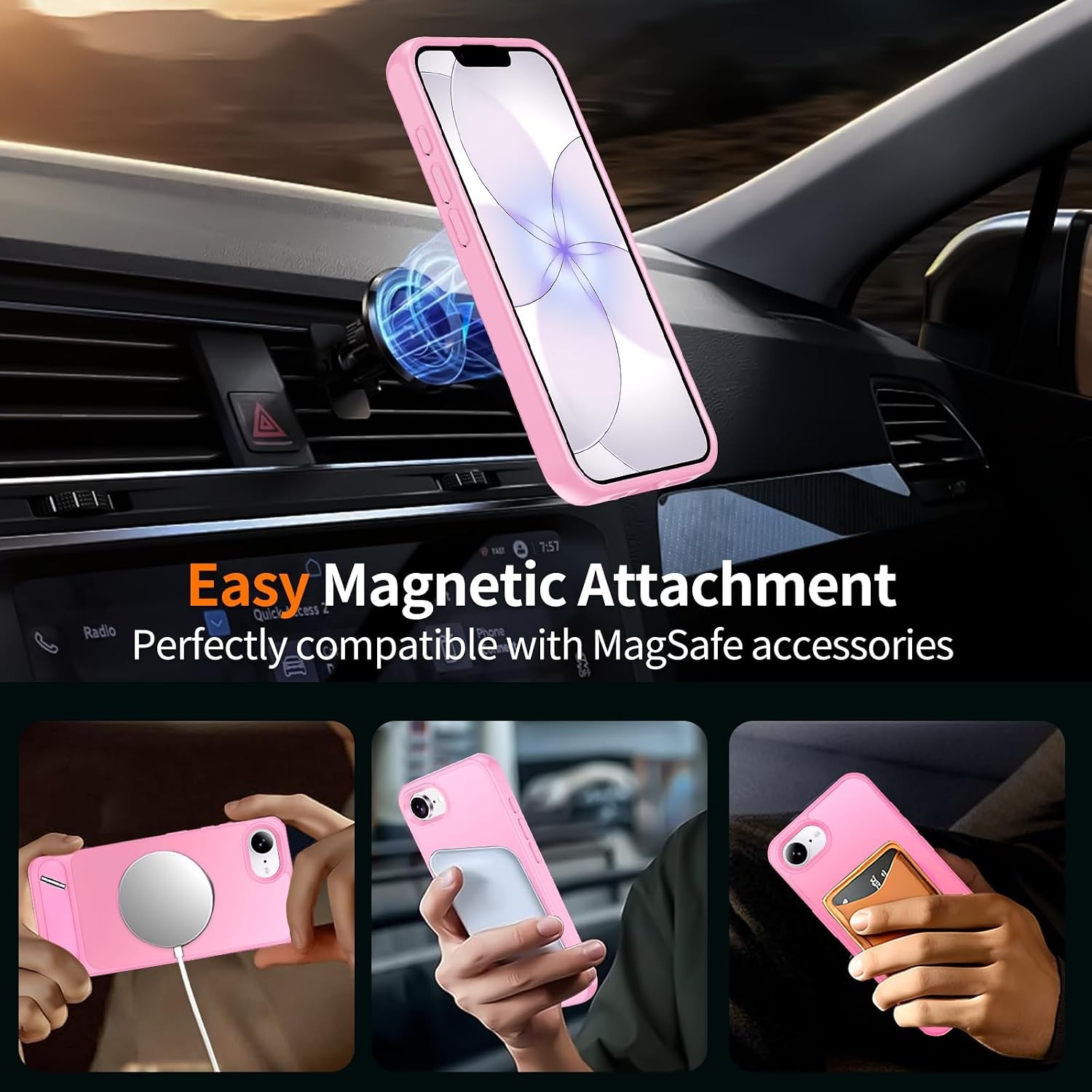 Magnetic for iPhone 17e Case/iPhone 16e Case with Metal Stand, Shockproof Kickst