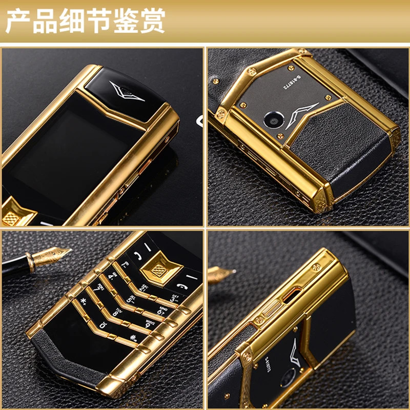Classic Senior Mobile Phone Elegant Metal Signature Handmade Cellphone Dual SIM
