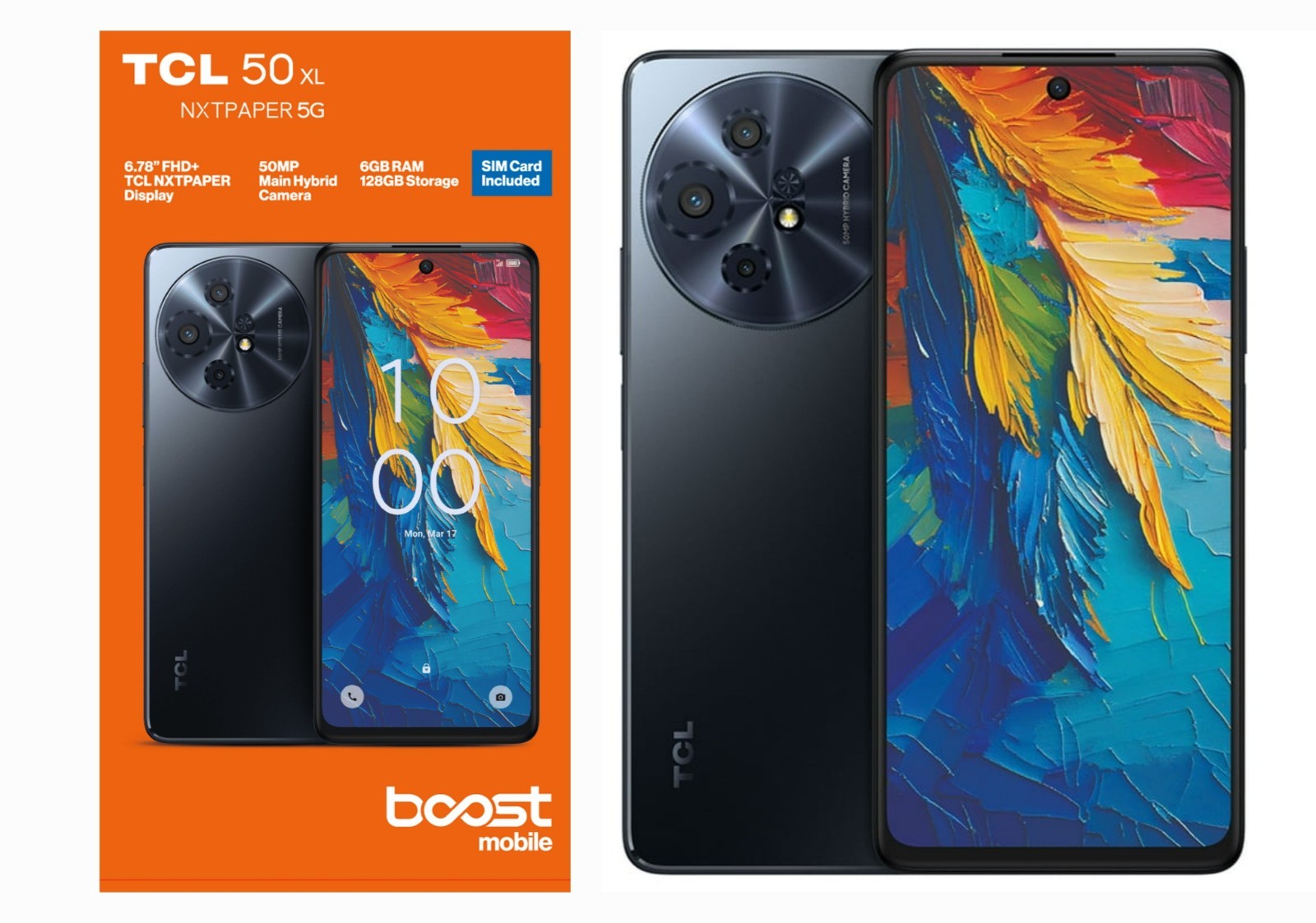 Boost Mobile TCL 50 XL (50XL NXTPAPER 5G 6GB 128GB Prepaid Phone, 🔒 to Boost 🆕