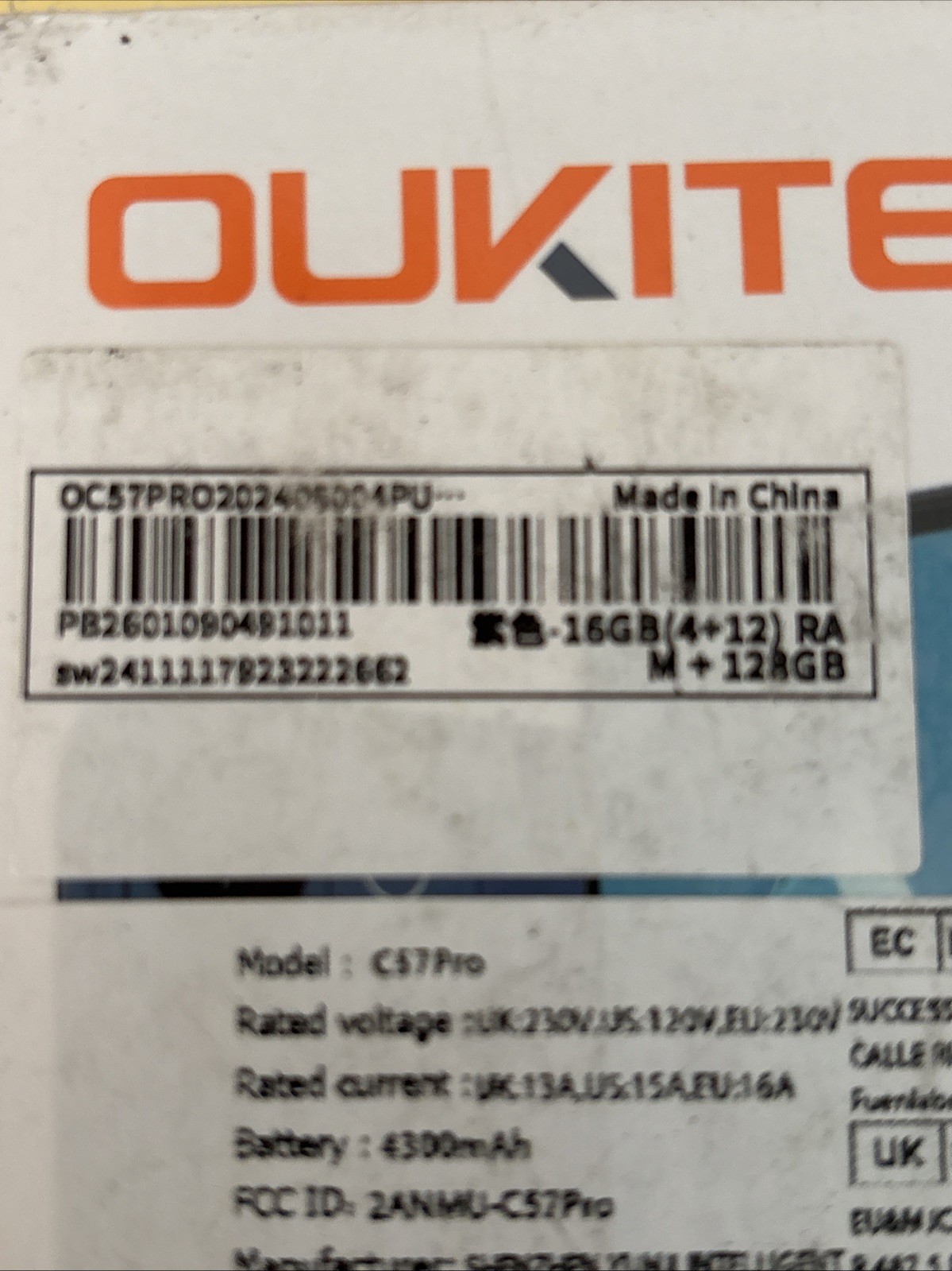 OUKITEL C57 Pro Smartphone 16GM(4GB+12) RAM 4G + 128GB New Sealed