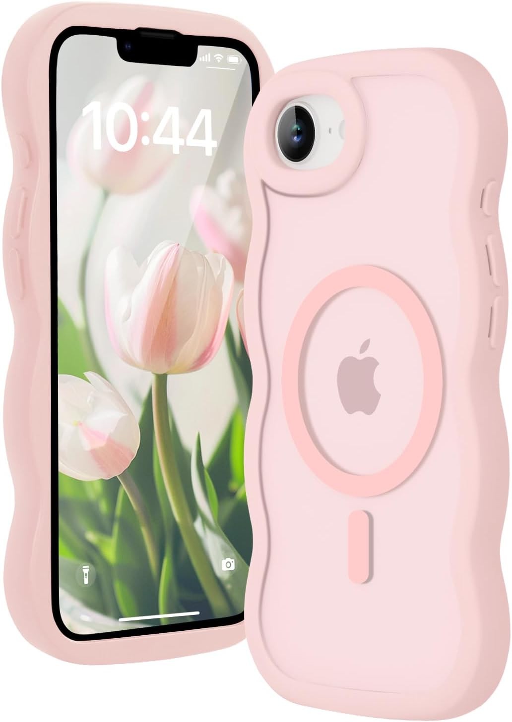 Magnetic for iPhone 16e for iPhone 17e Case, Wavy Frame Cute Design Pink