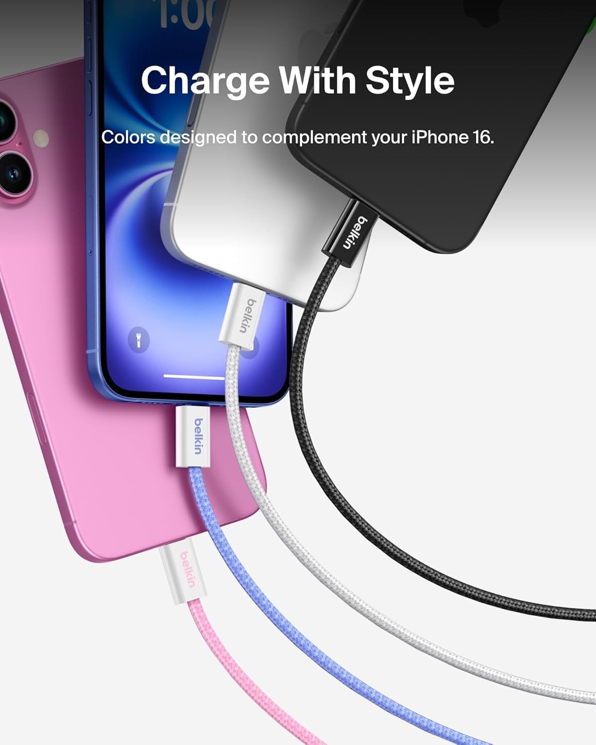 60W Type C Fast Charger for iPhone 16, Galaxy S25 3.3ft Cable