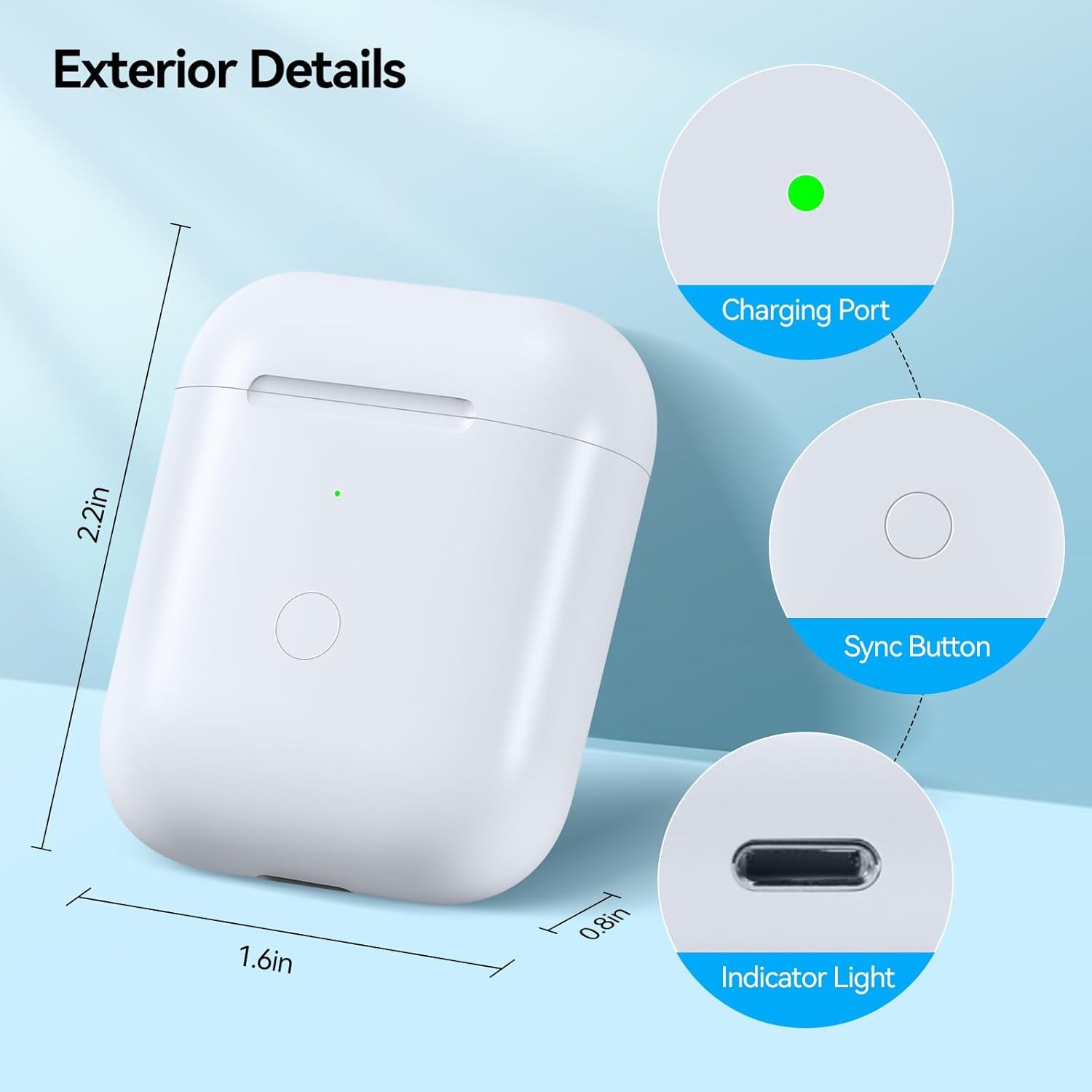 Wireless Charging Case Compatible with AirPod 2nd & 1st Generation, White