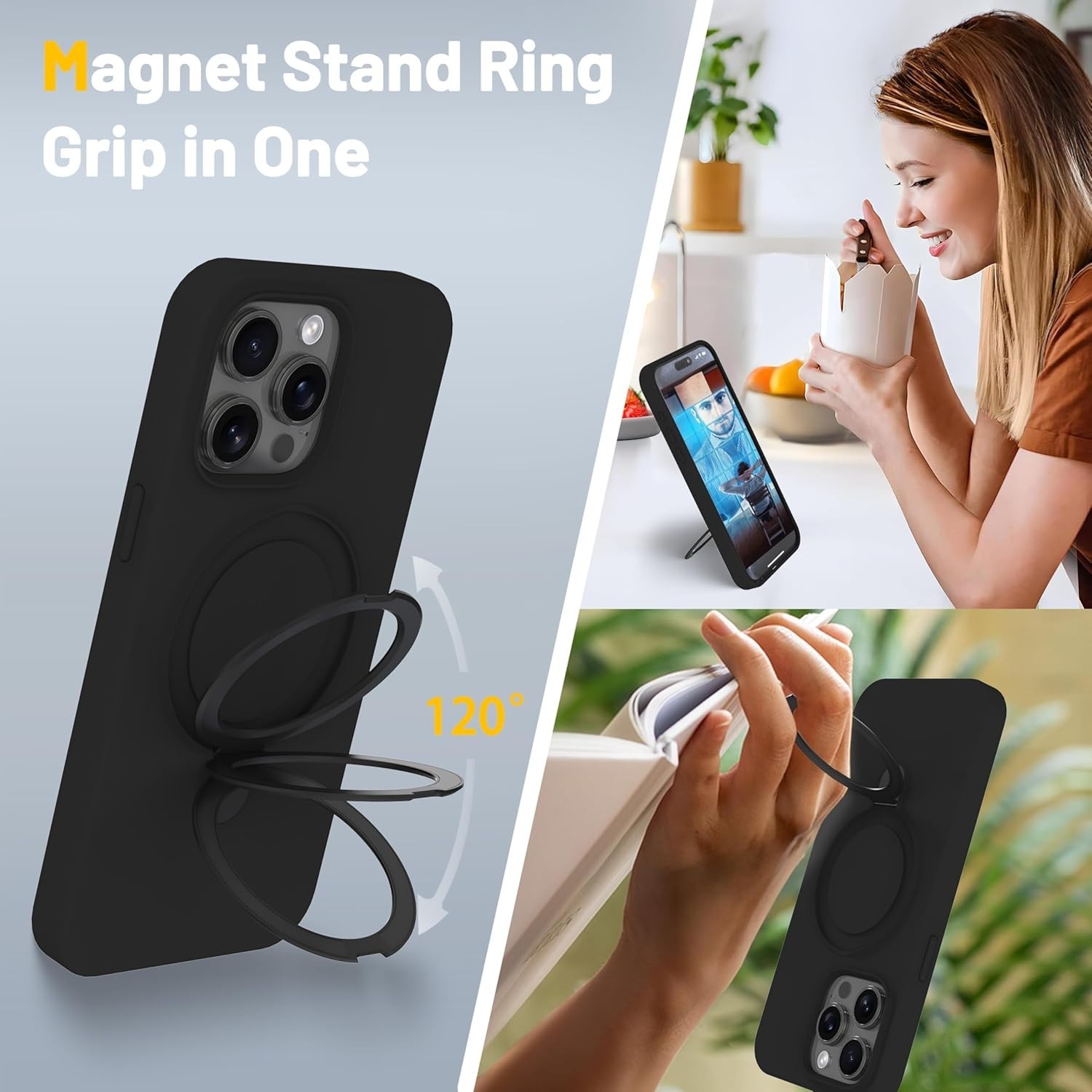 Case for iPhone 13 Pro Max with Magnetic Invisible Stand – Shockproof Silicone C