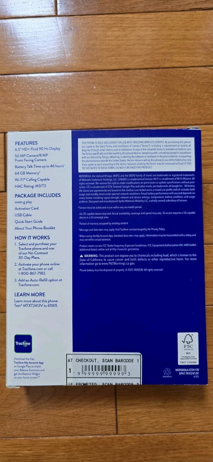 Tracfone Moto G Play 6.5 2024 Blue Prepaid Phone – LOCKED