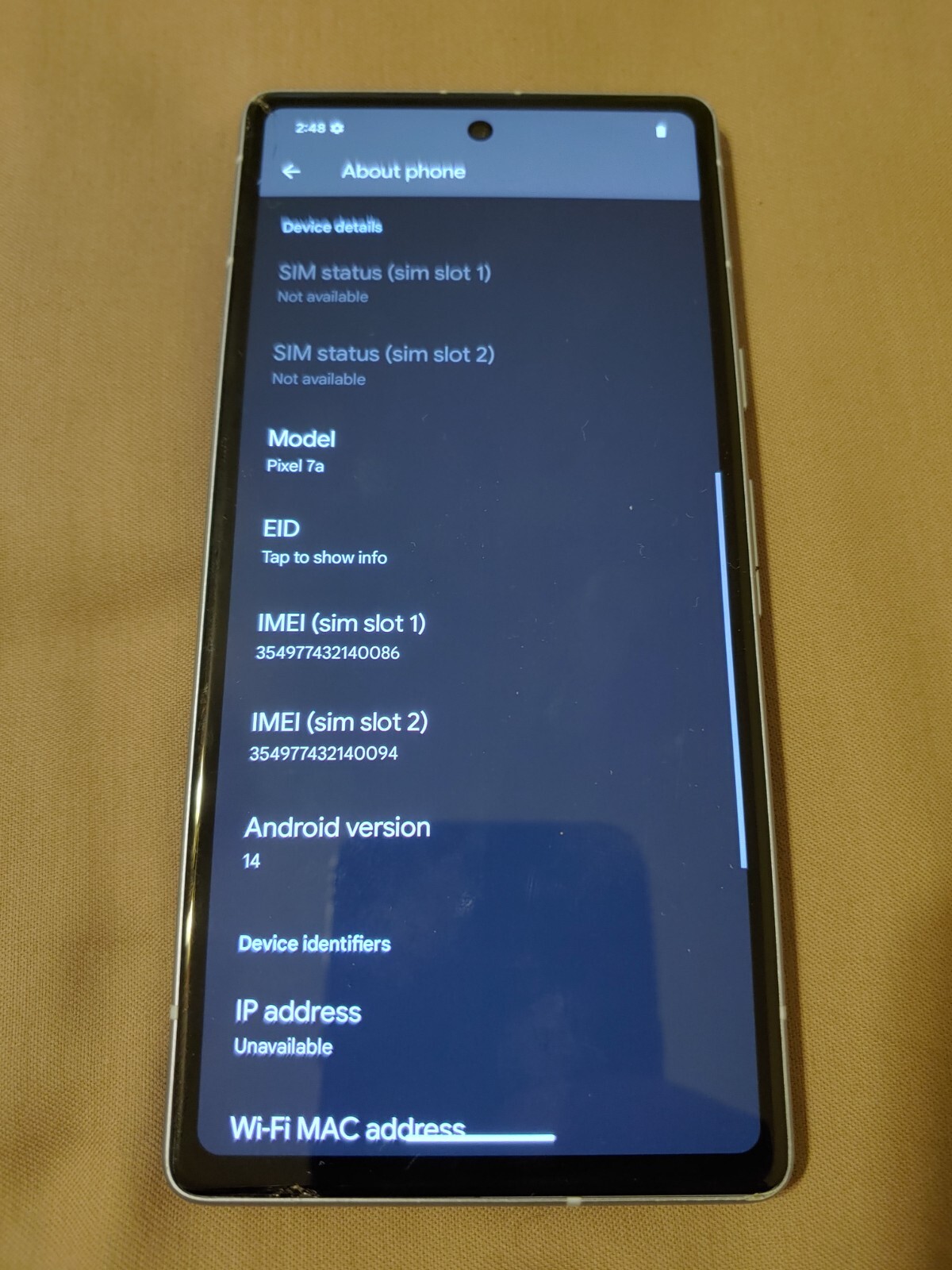 Unlocked Google Pixel 7a GA03694US 6.1” FHD+ 128GB 64MP NFC 5G Dual SIM, Sea