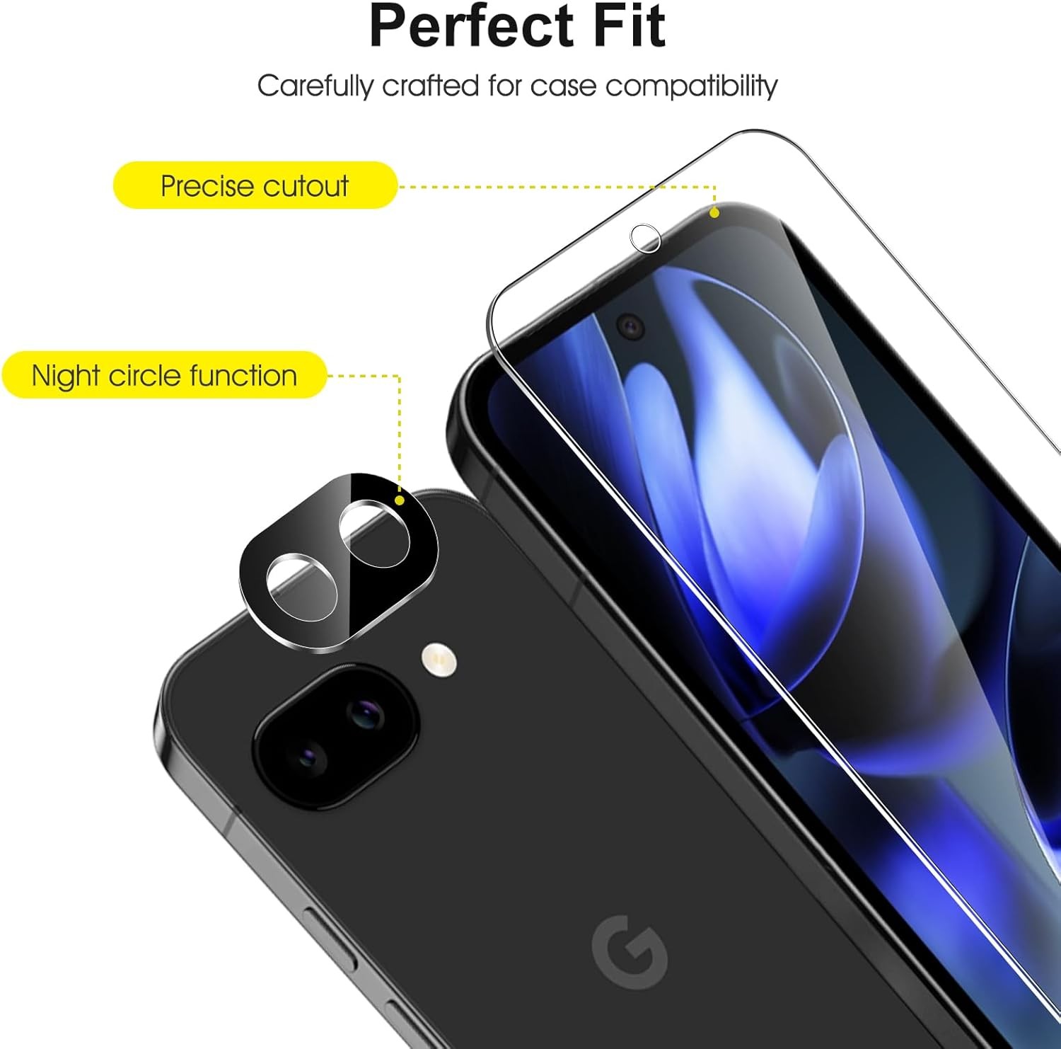 3+2PCS Screen Protector & Camera Lens Protector for Google Pixel 9A 6.3 Inch Cas