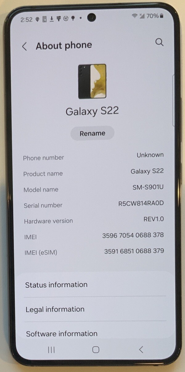GSM UNLOCKED, SAMSUNG GALAXY S22, SM-S901U 128GB SMARTPHONE WITH NO SCREEN BURN