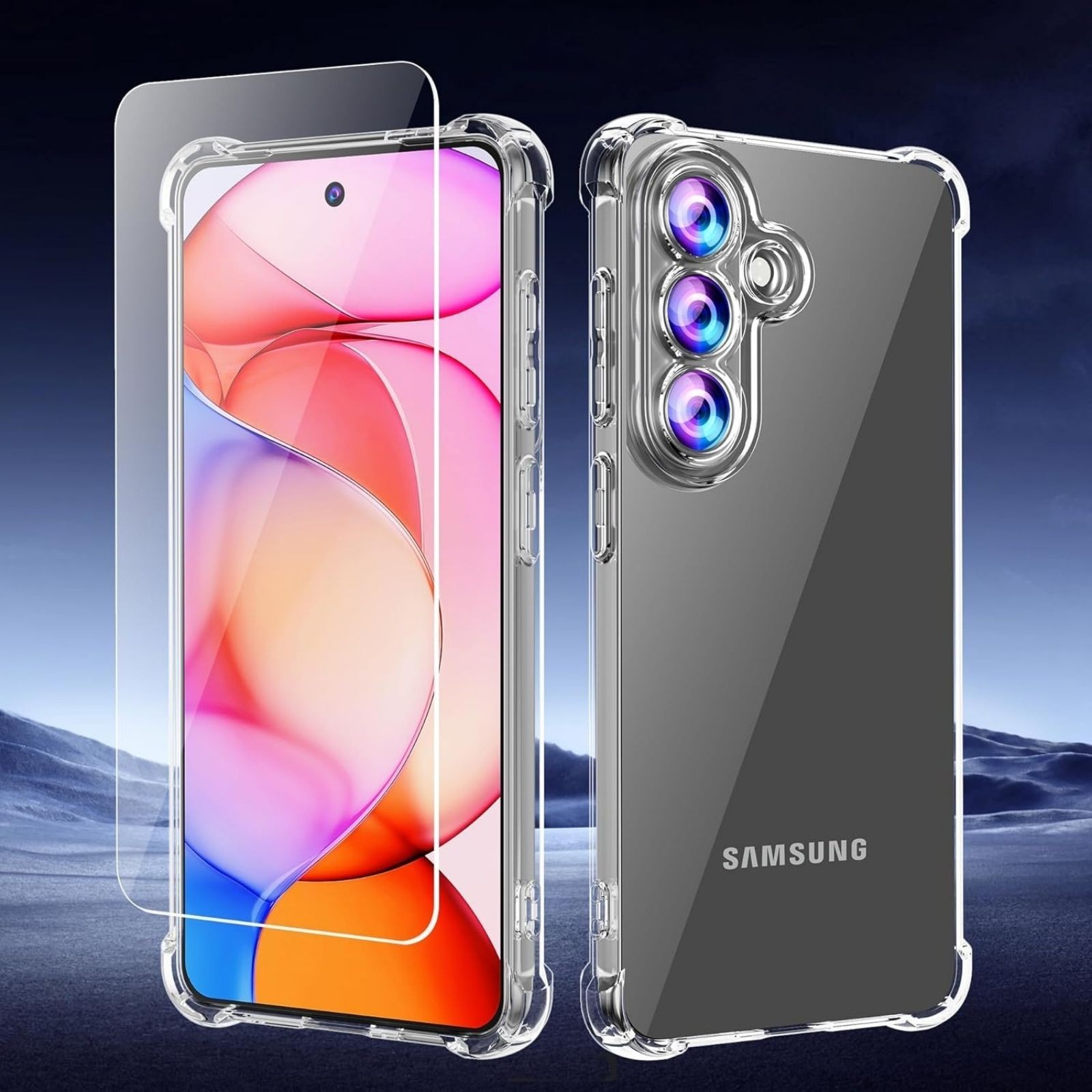 Phone Case for Samsung Galaxy S26 with Tempered Glass Screen Protector, Clear Co