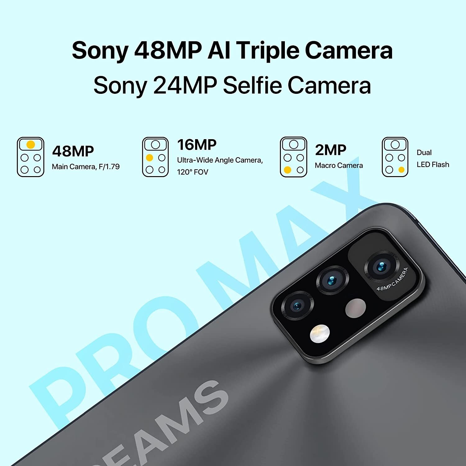 UMIDIGI A11 Pro Max4G+128G 6.8″ Global Unlocked Smartphone Helio G80 Android 11