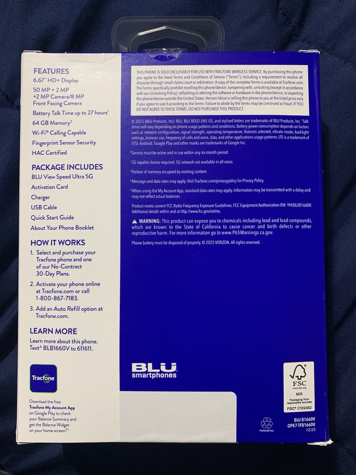 Tracfone BLU View Speed Ultra 5G 64GB 50MP Camera New Sealed