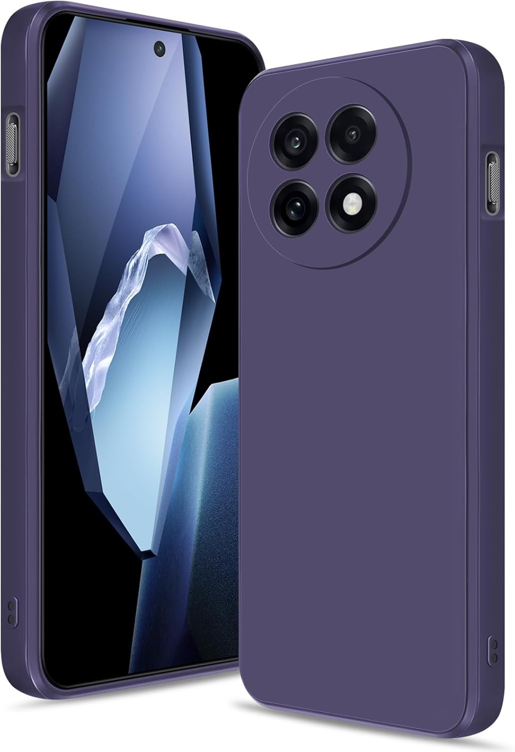 Case for OnePlus 13R, Soft Silicone Shockproof Slim Cover with Deep Purple Linin