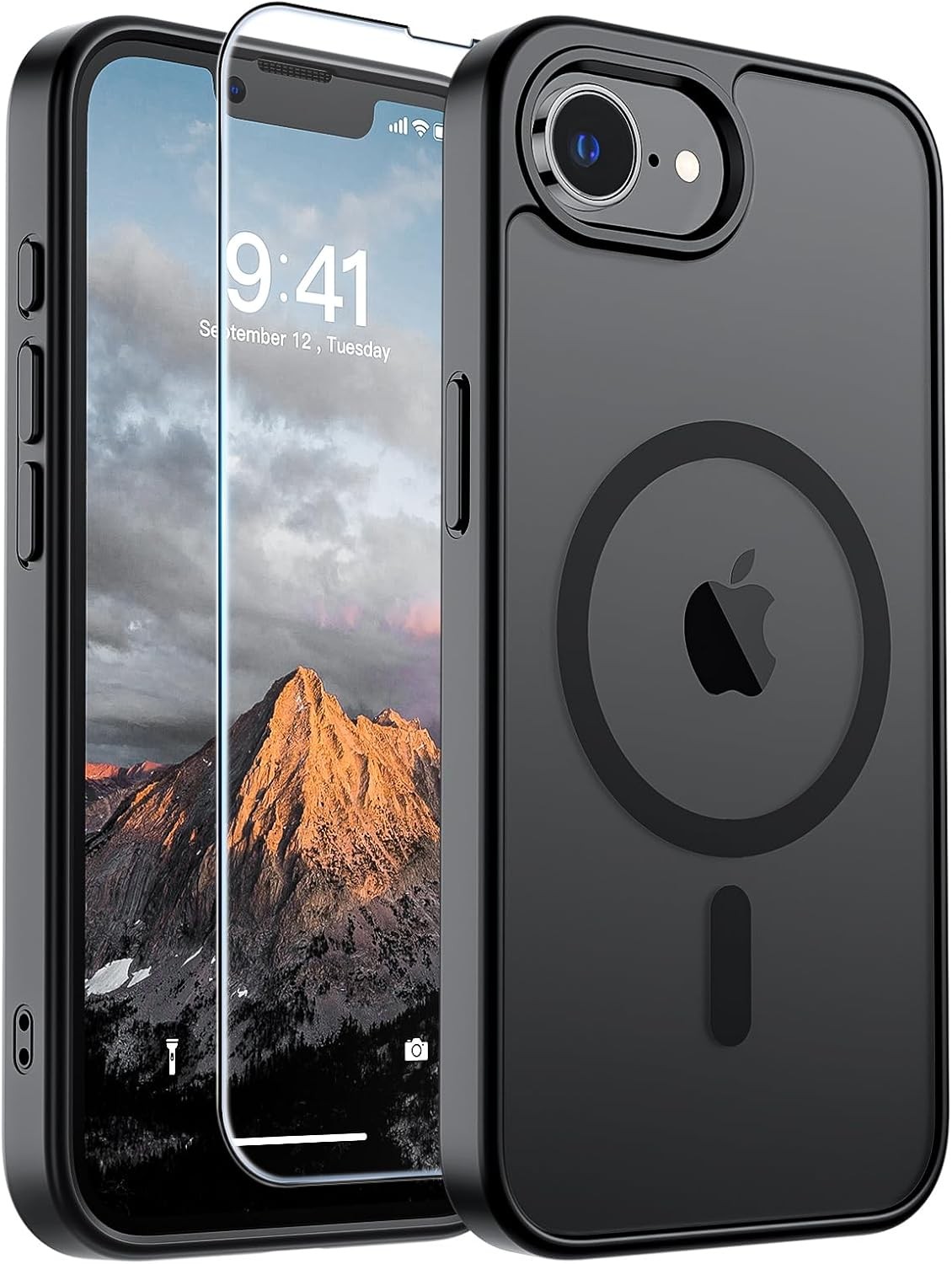 Black Magnetic Case with Screen Protector for iPhone 16e/17e, Military Grade Pro