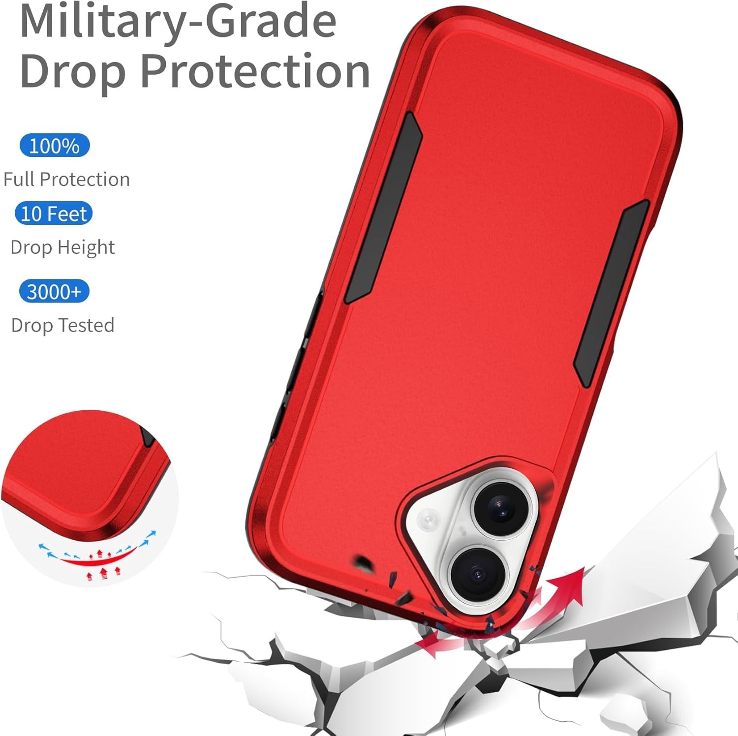 Designed for iPhone 16 Case, Heavy Duty Shockproof Anti-Scratch Cover Purple 6.1