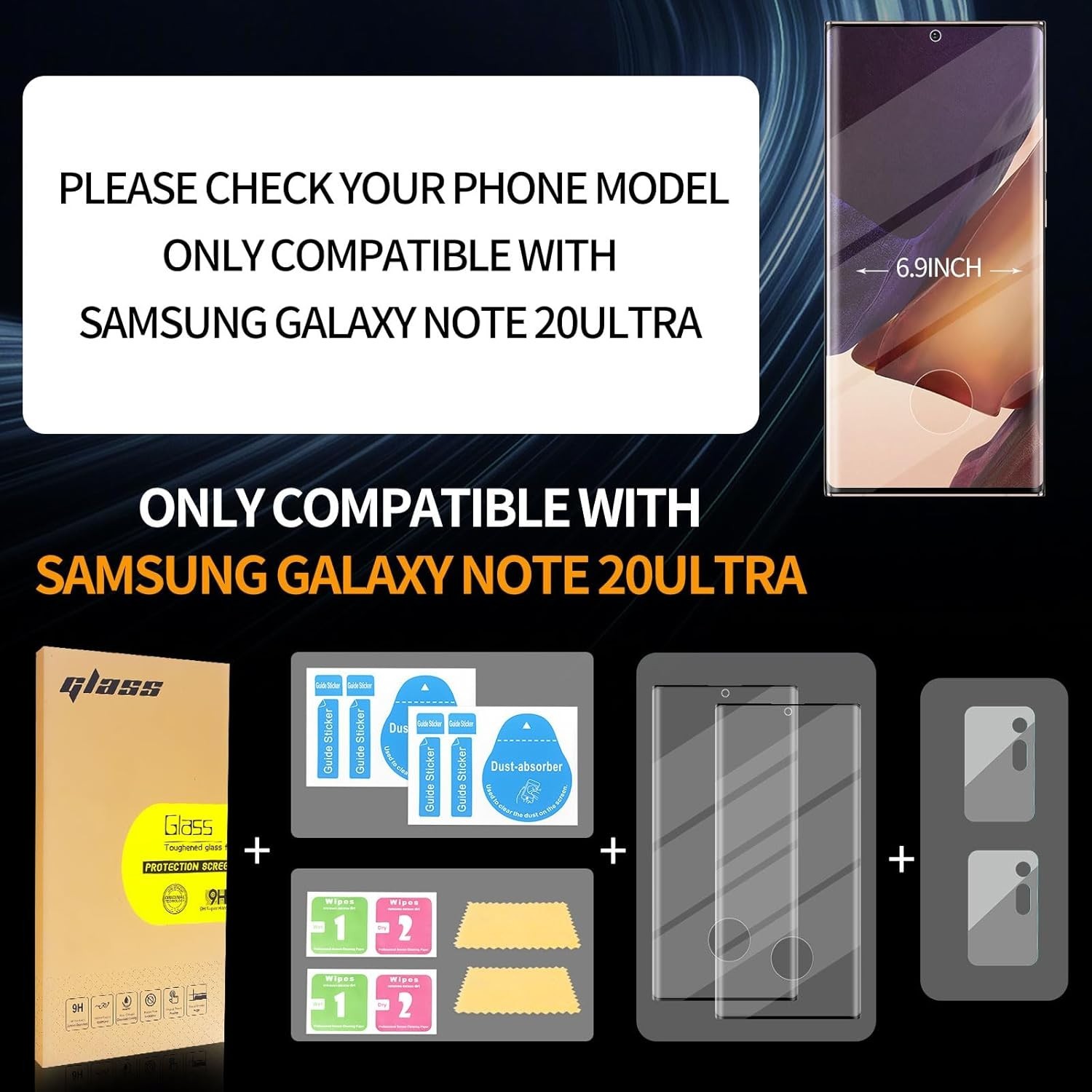 4in1 For Galaxy Note 20 Ultra Screen Protector,Tempered Glass,Side-Back Film