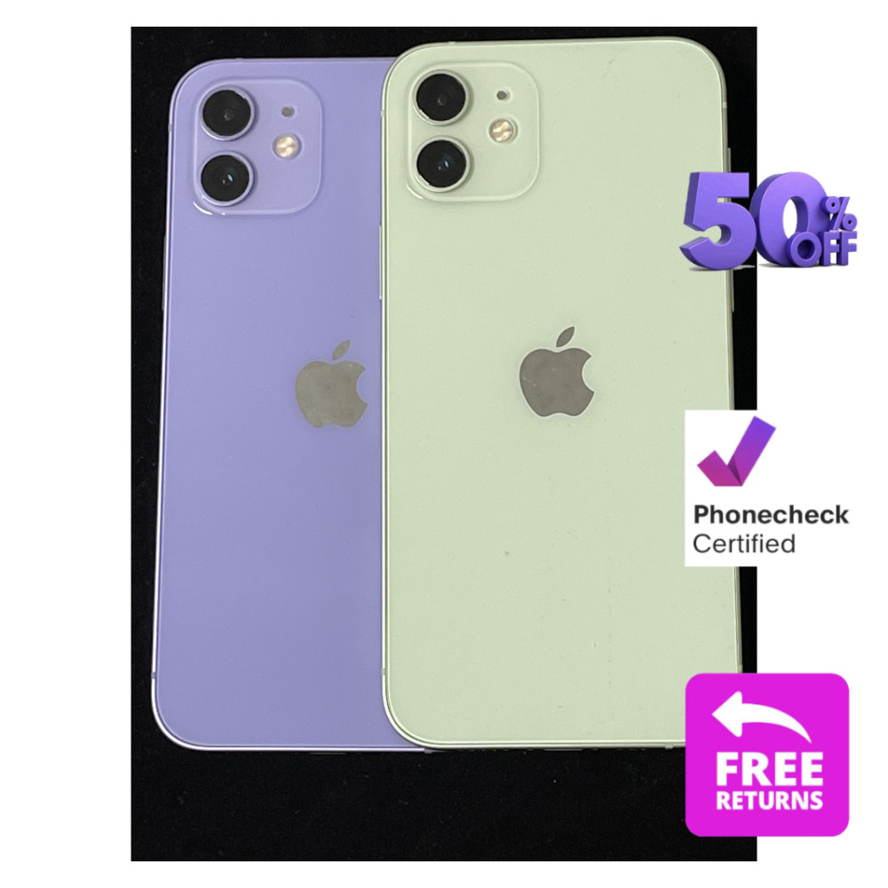 Apple iPhone 12 Blue Green Purple 64GB/128GB Unlocked Verizon AT&T Good Battery