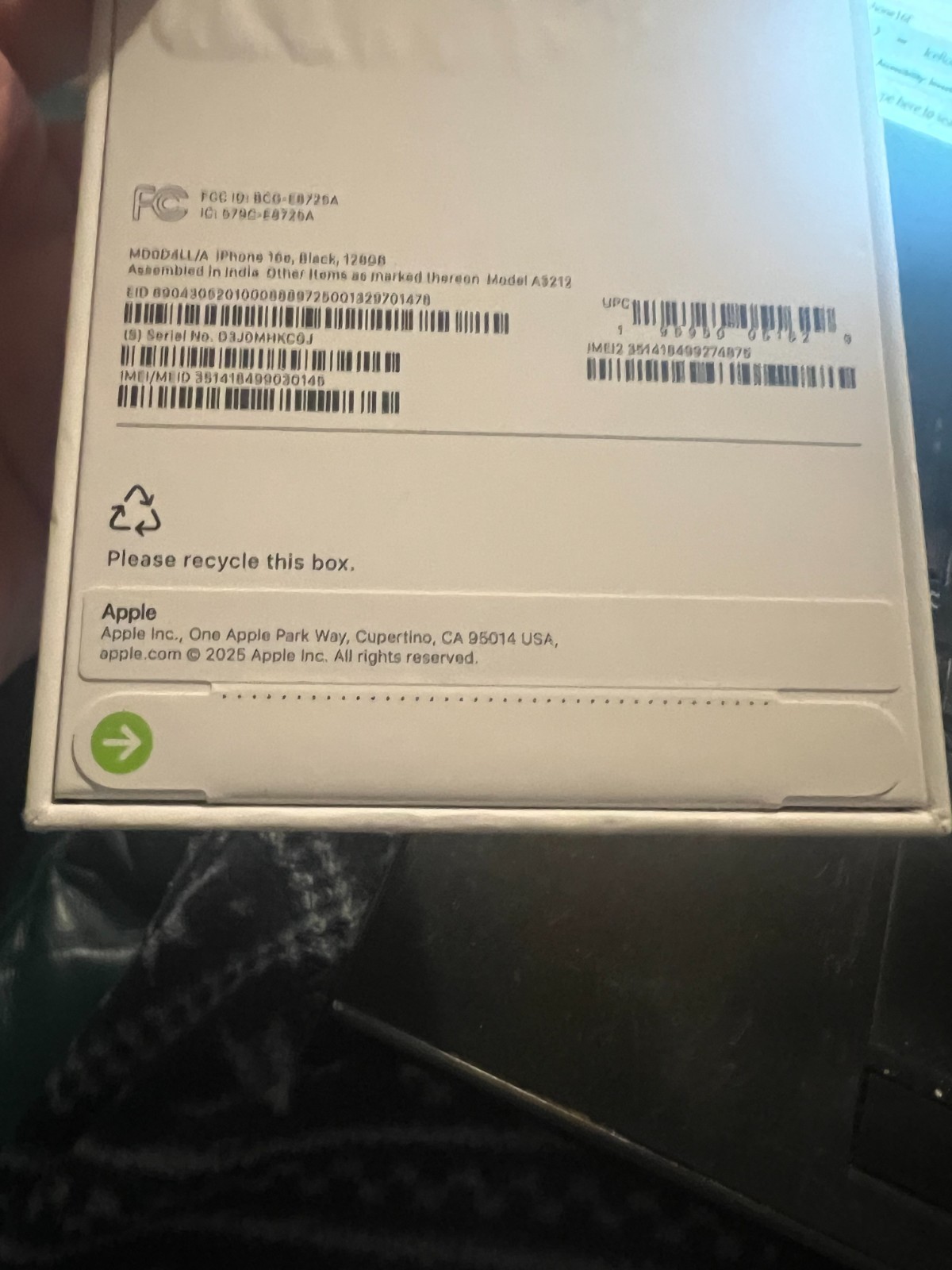 Apple iPhone 16e – 128 GB – Black (Verizon ONLY) $349.99 Brand New+ FREE SHIP