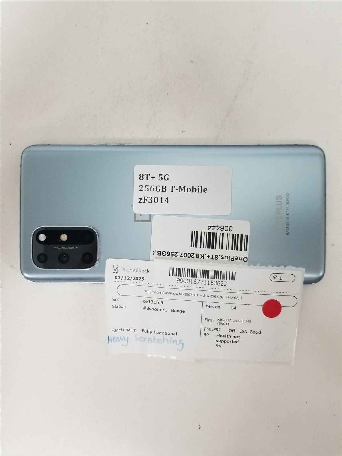 OnePlus 8T+ 5G 256GB Silver KB2007 (T-Mobile) Android Smart Phone zF3014