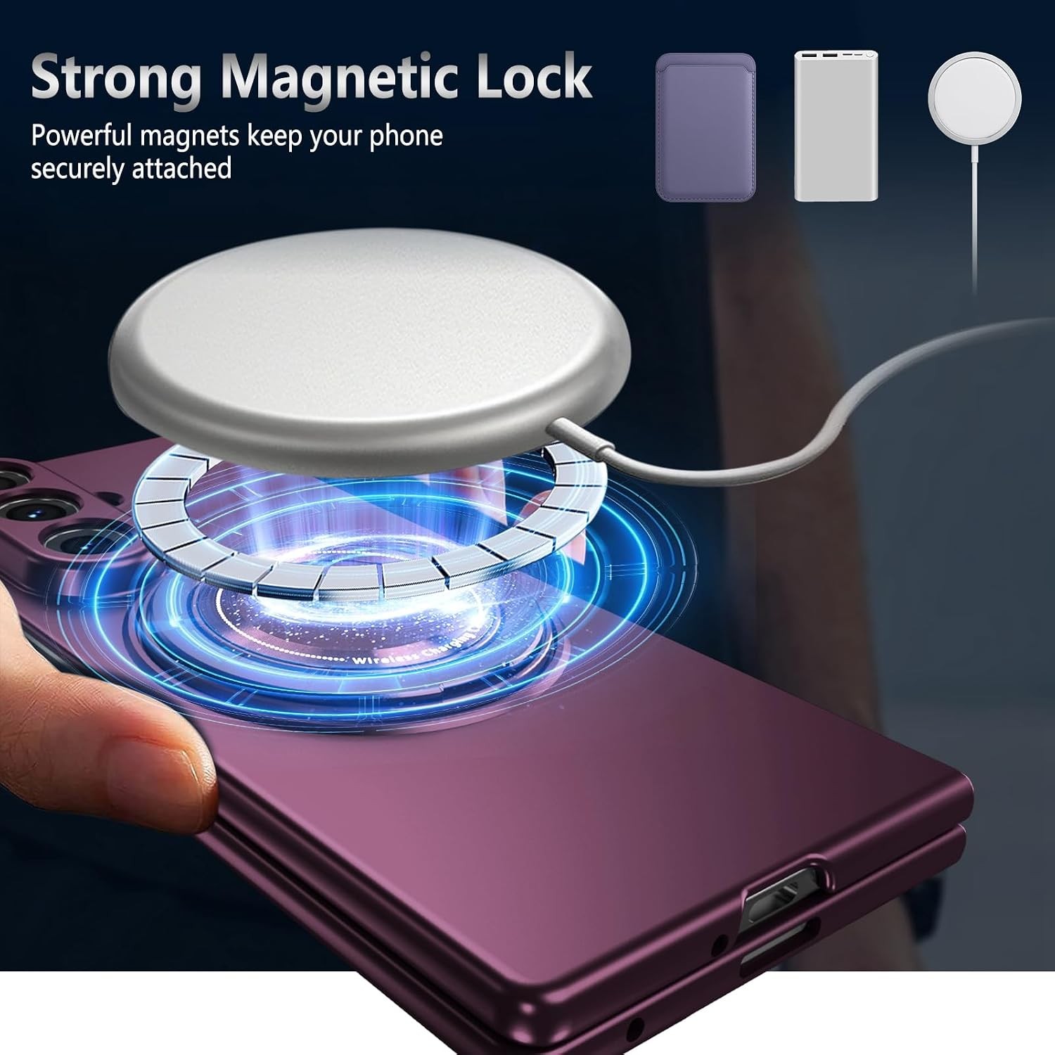 Burgundy Slim Shockproof Cell Cover with Magnetic Stand Ring for Galaxy Z Fold 7