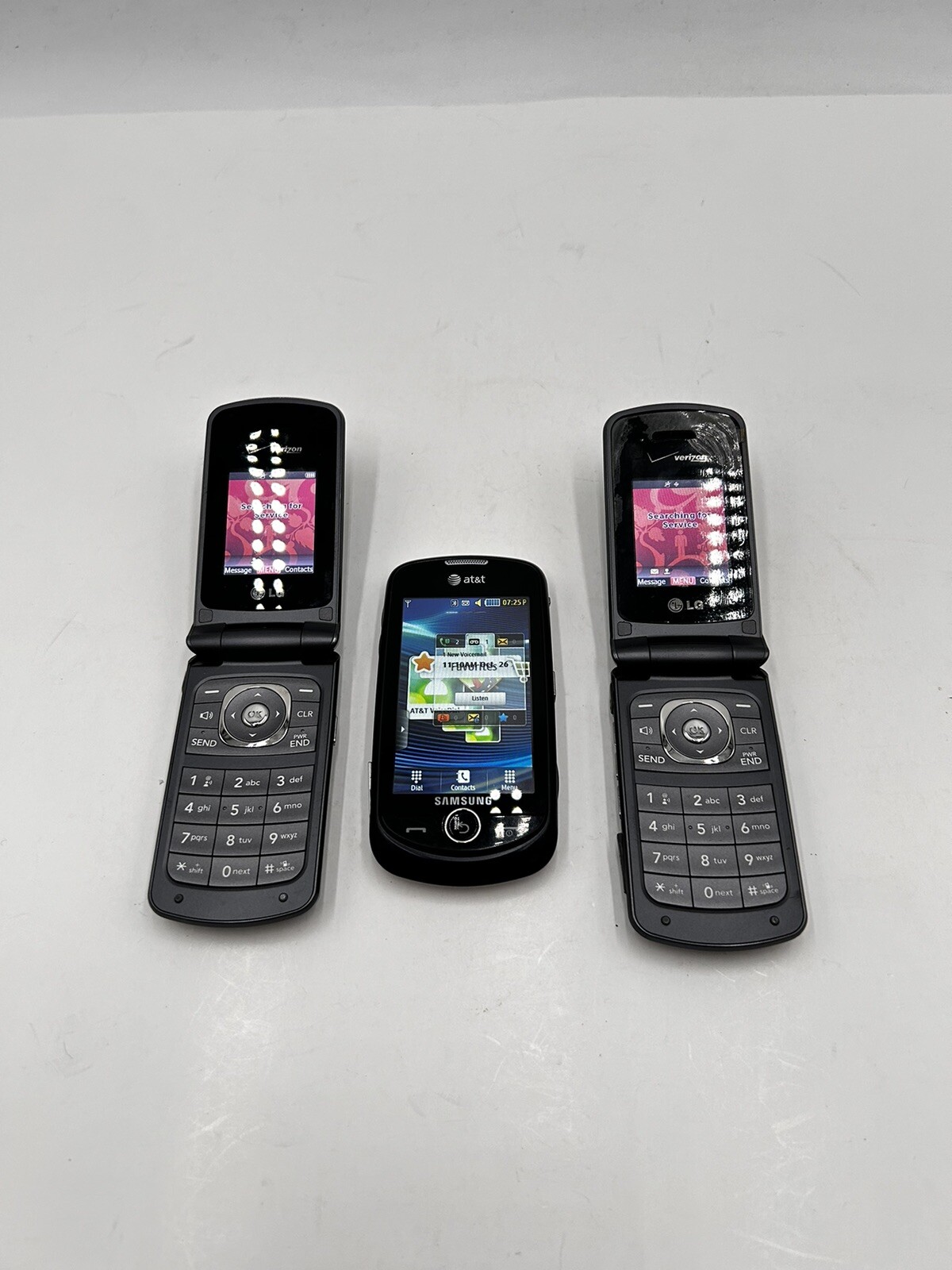 Vintage Mixed Lot of 3 Cell Phones Untested Power up LG Samsung ATT Verizon Flip