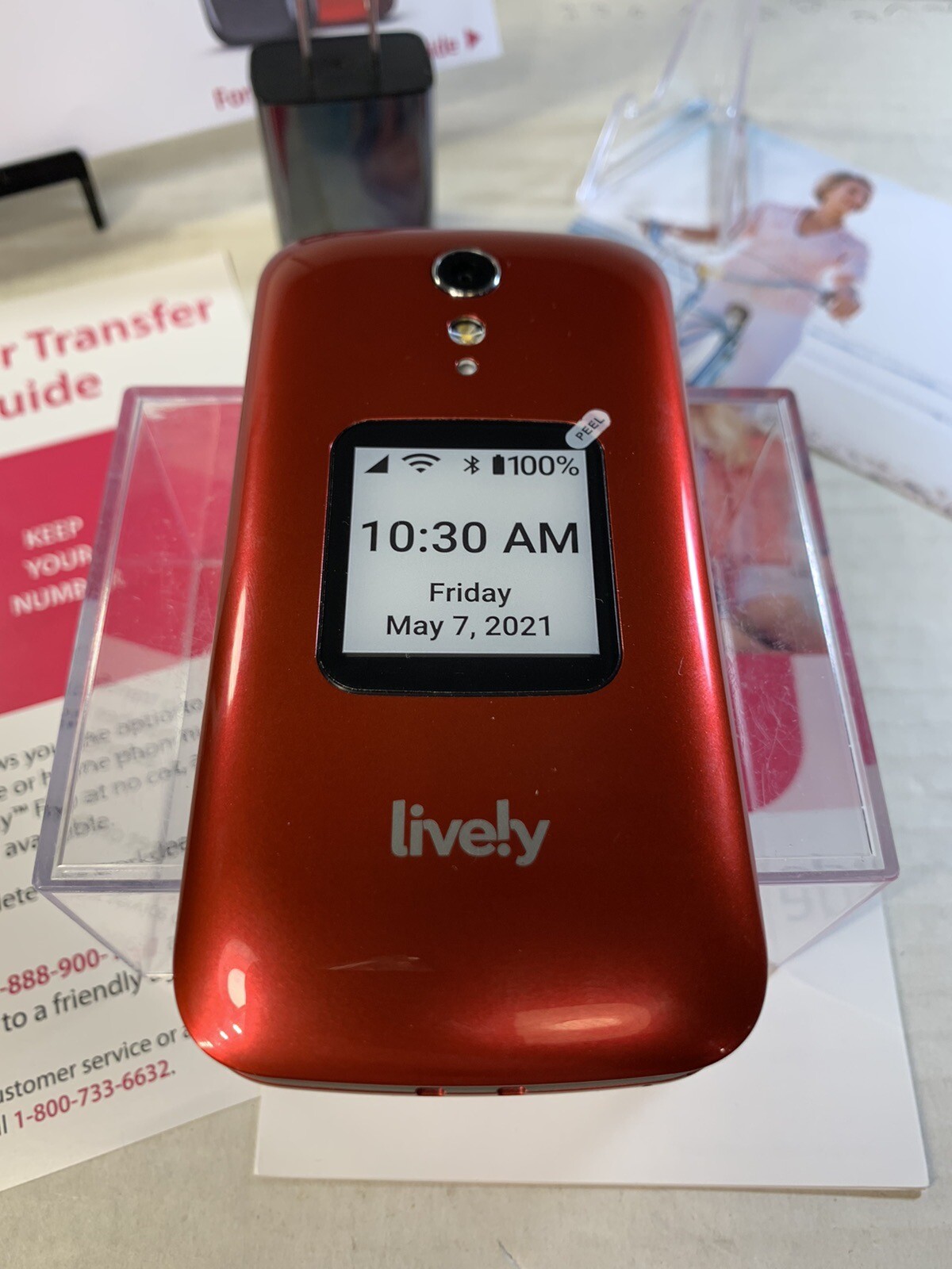 Lively Jitterbug Flip Cell Cellular Mobile Phone Red Casing New Without Box