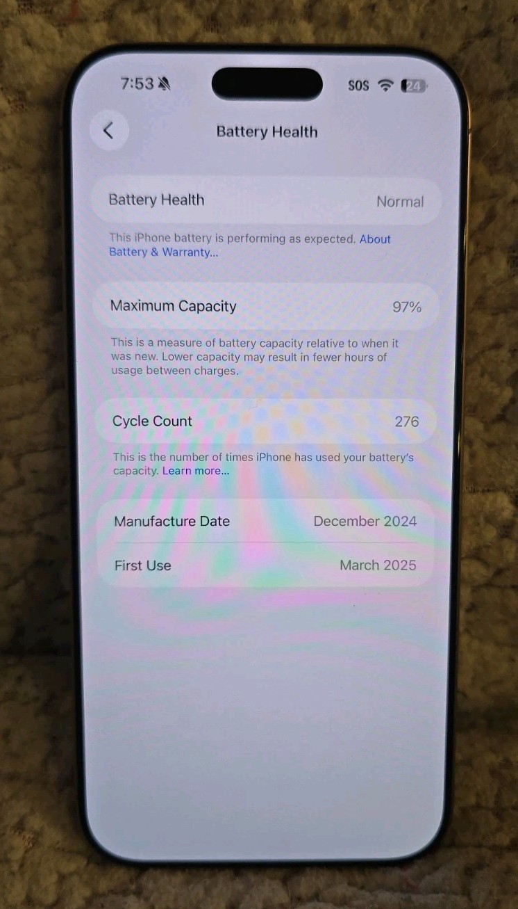 Apple iPhone 16 Pro Max 256GB Desert Titanium, AT&T, 97% BATTERY CAPACITY