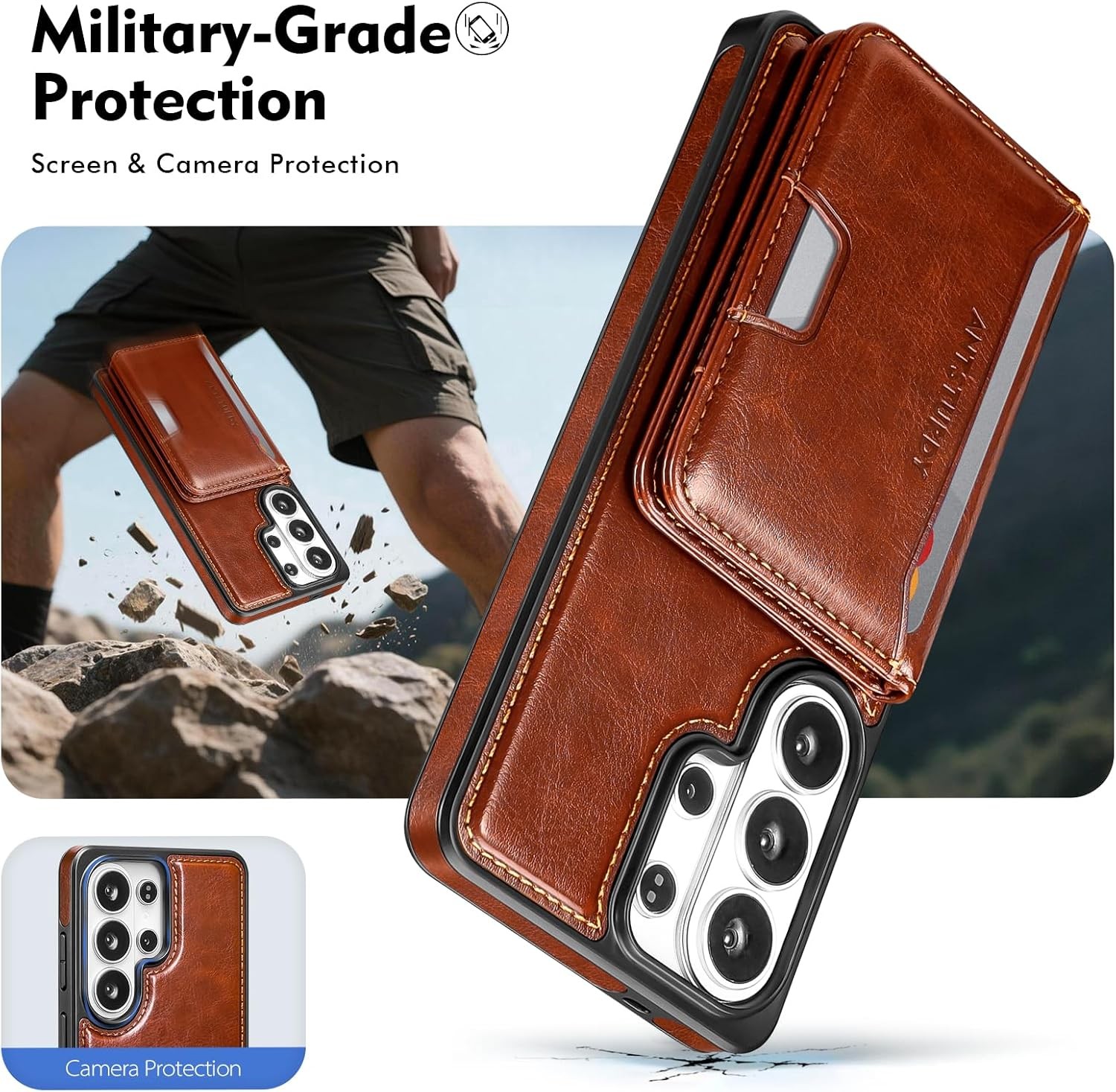 2 in 1 Detachable Magnetic Samsung Galaxy S26 Ultra Wallet Holder, PU Leather Fl