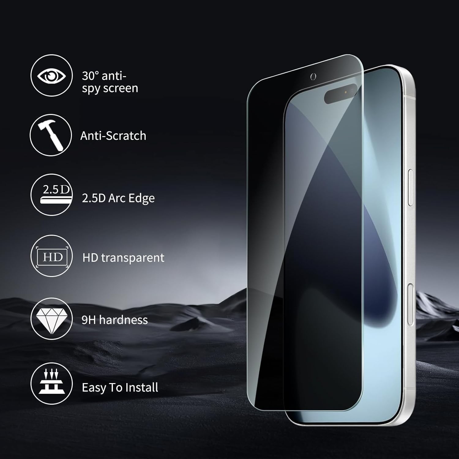 2+2 Pack Privacy Screen Protector for iPhone 17 Pro Max with Camera Lens Protect