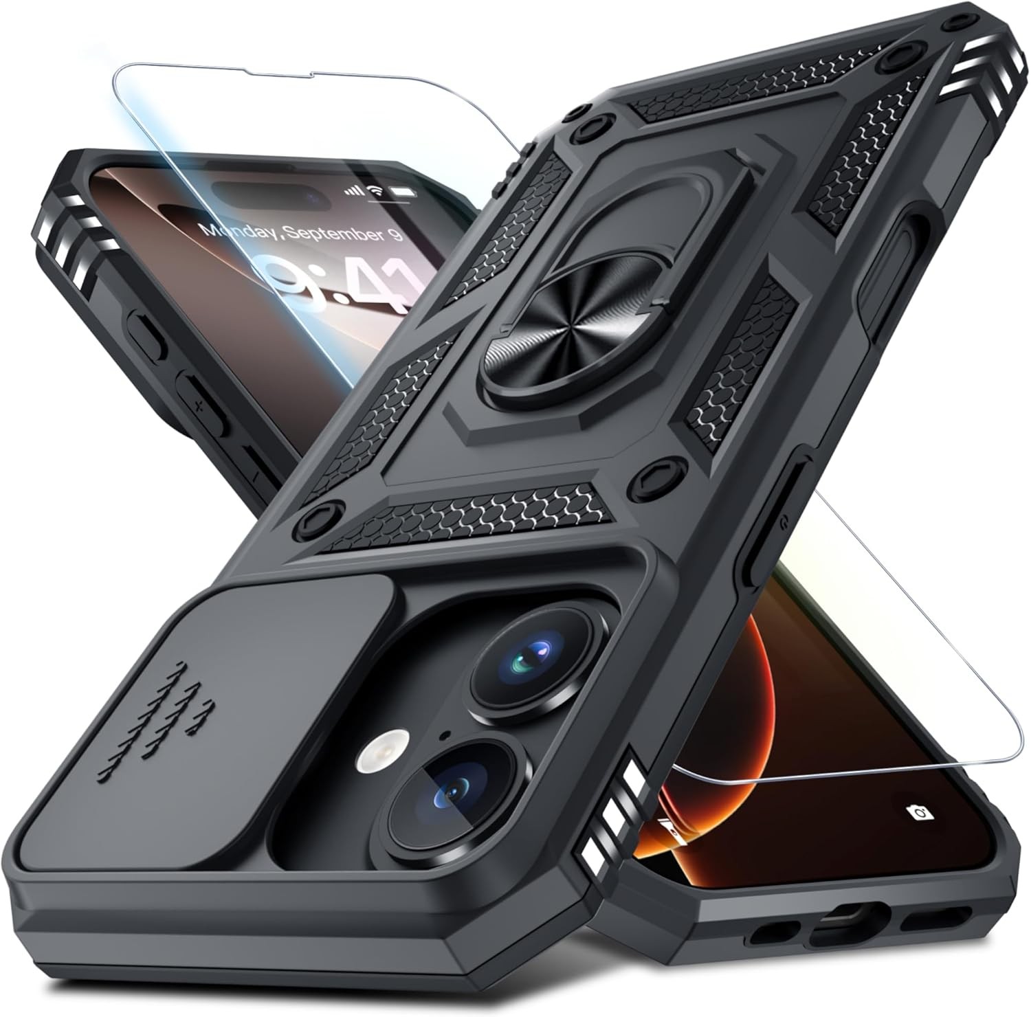 Screen Protector & Camera Lens Protector for iPhone 14 Pro Max, Heavy Duty Case