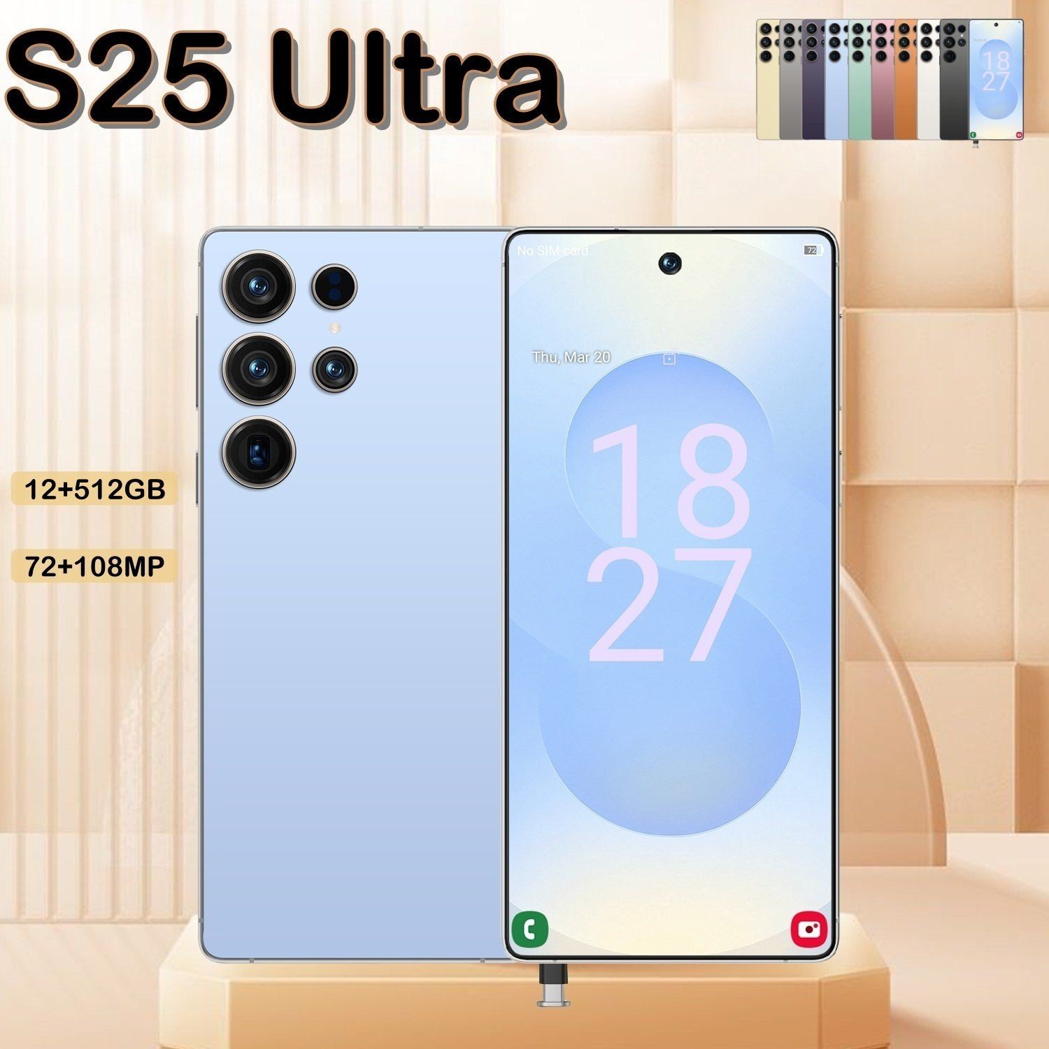 Unlocked 5G Smartphone S25 Ultra Android 14Dual SIM Cell Phones 12GB+512GB 6.8in