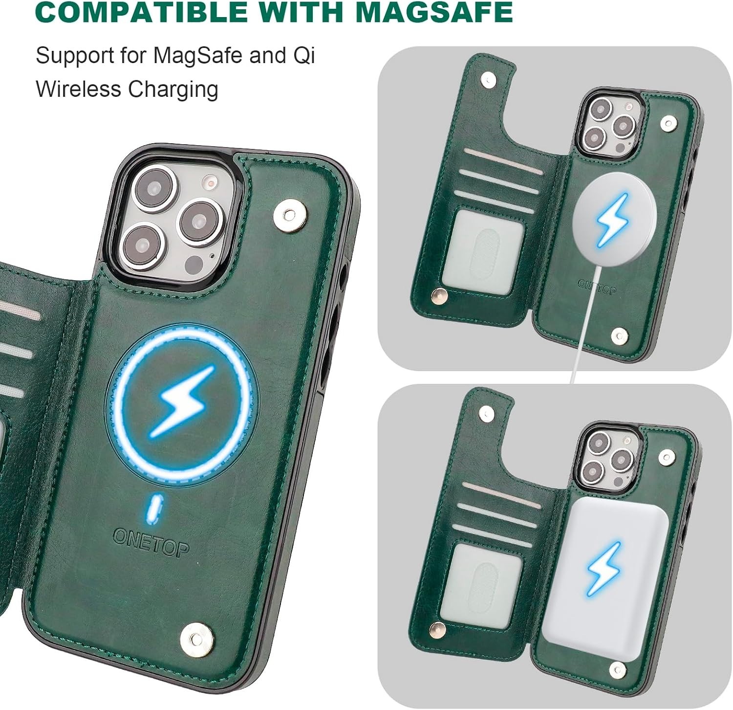 iPhone 16 Pro Max Wallet Case with Card Holder, PU Leather Kickstand RFID Blocki