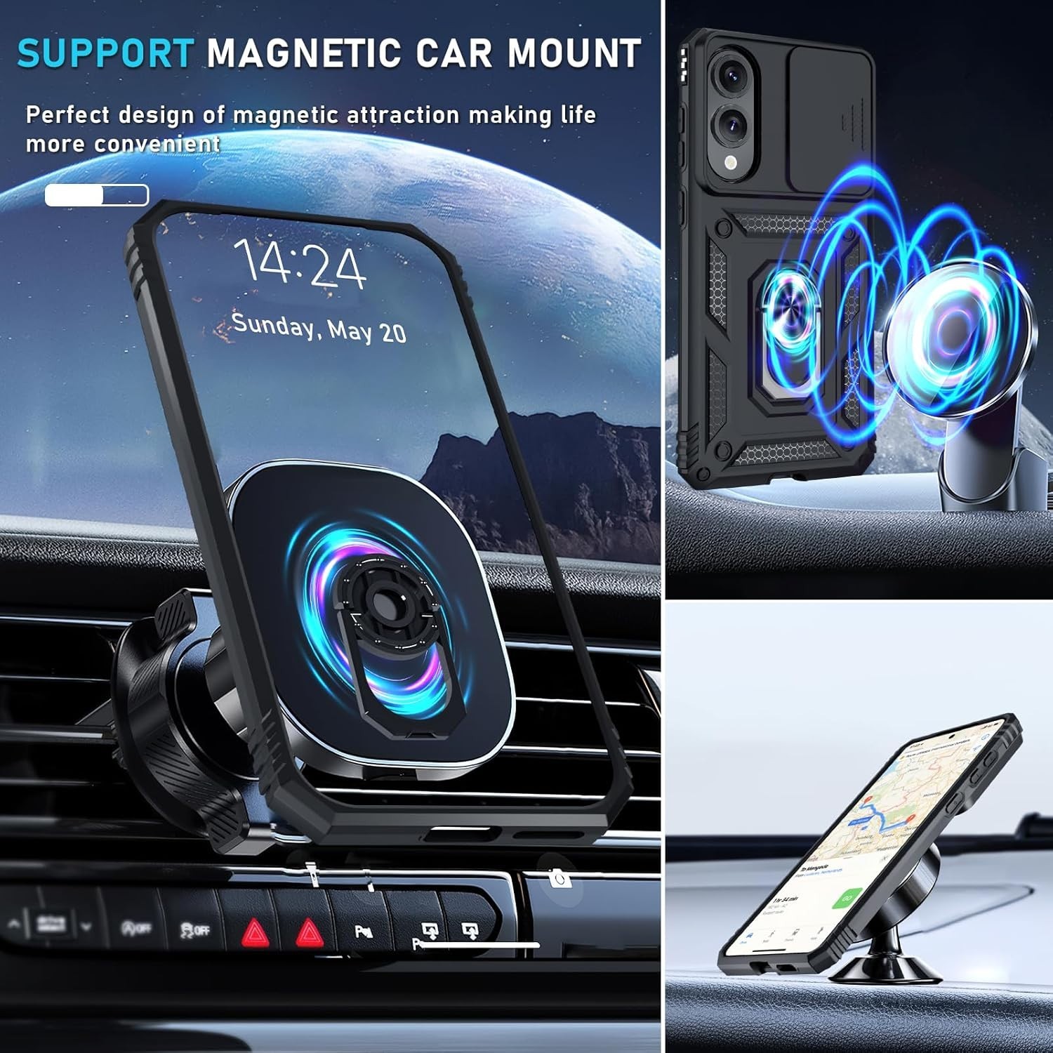 Heavy Duty Shockproof Case for Samsung Galaxy S25 Edge with Camera Cover & Kicks