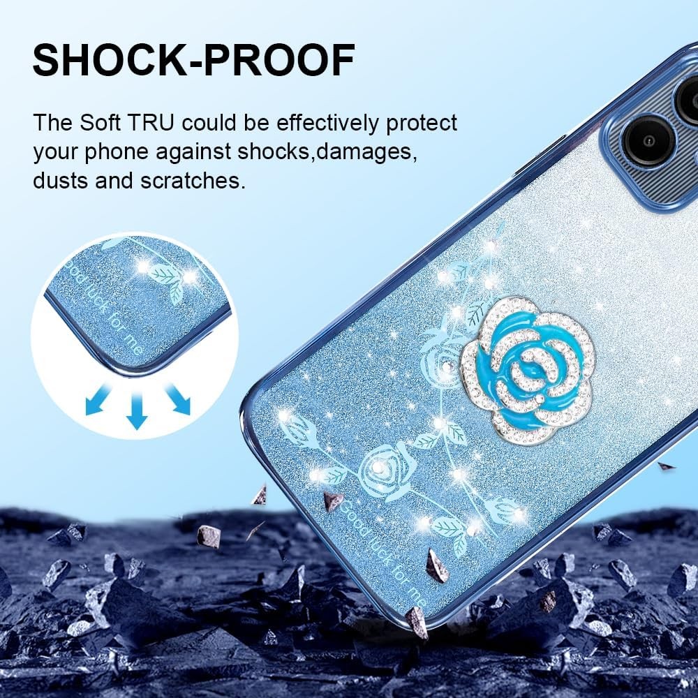 Samsung Galaxy A06 4G Case, Cute Soft Slim Cover with Ring Stand Strap Lanyard