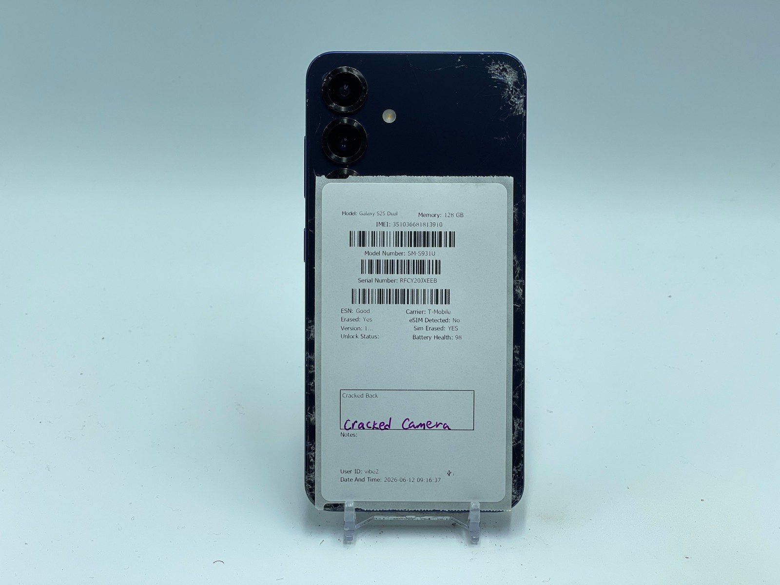 Samsung Galaxy S25 128GB SM-S931U (T-Mobile) Navy CrkCmr, CrkBk (E-0005)