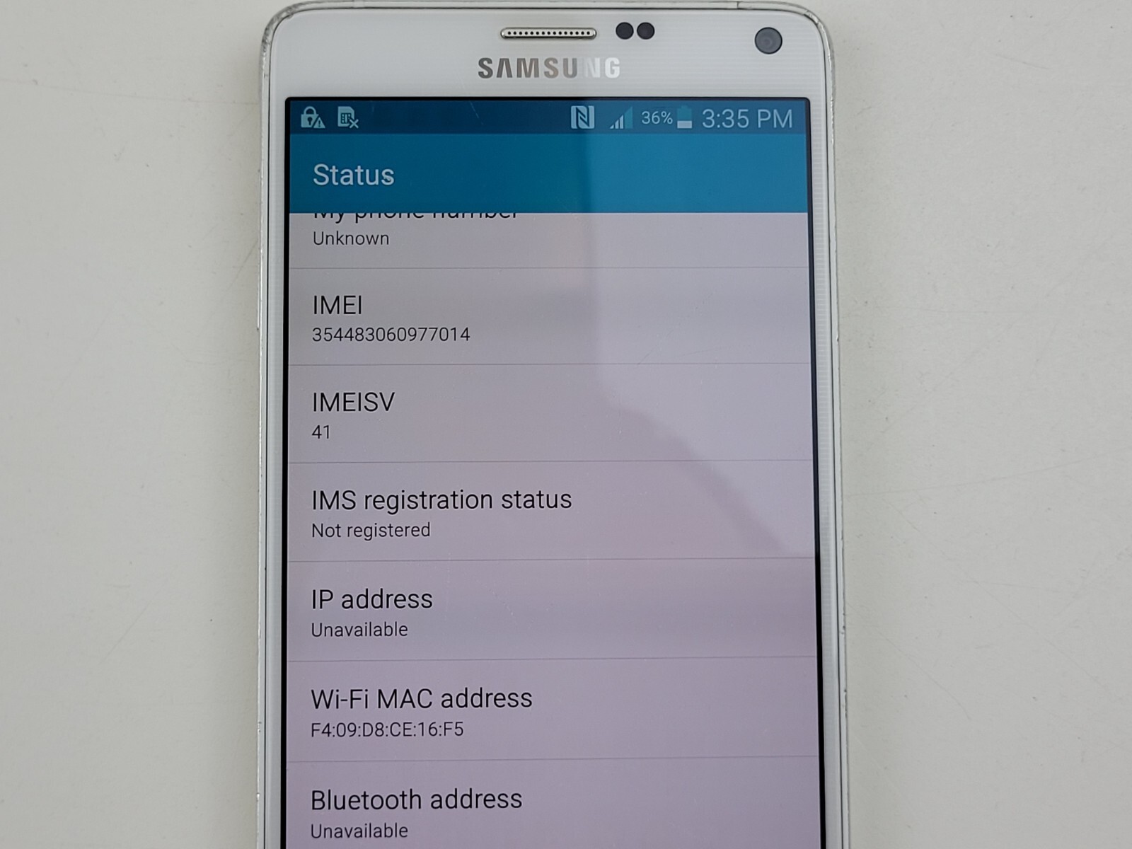 Samsung Galaxy Note 4 (SM-N910A) 32GB (AT&T) – SMALL ISSUE – Clean IMEI – J9686