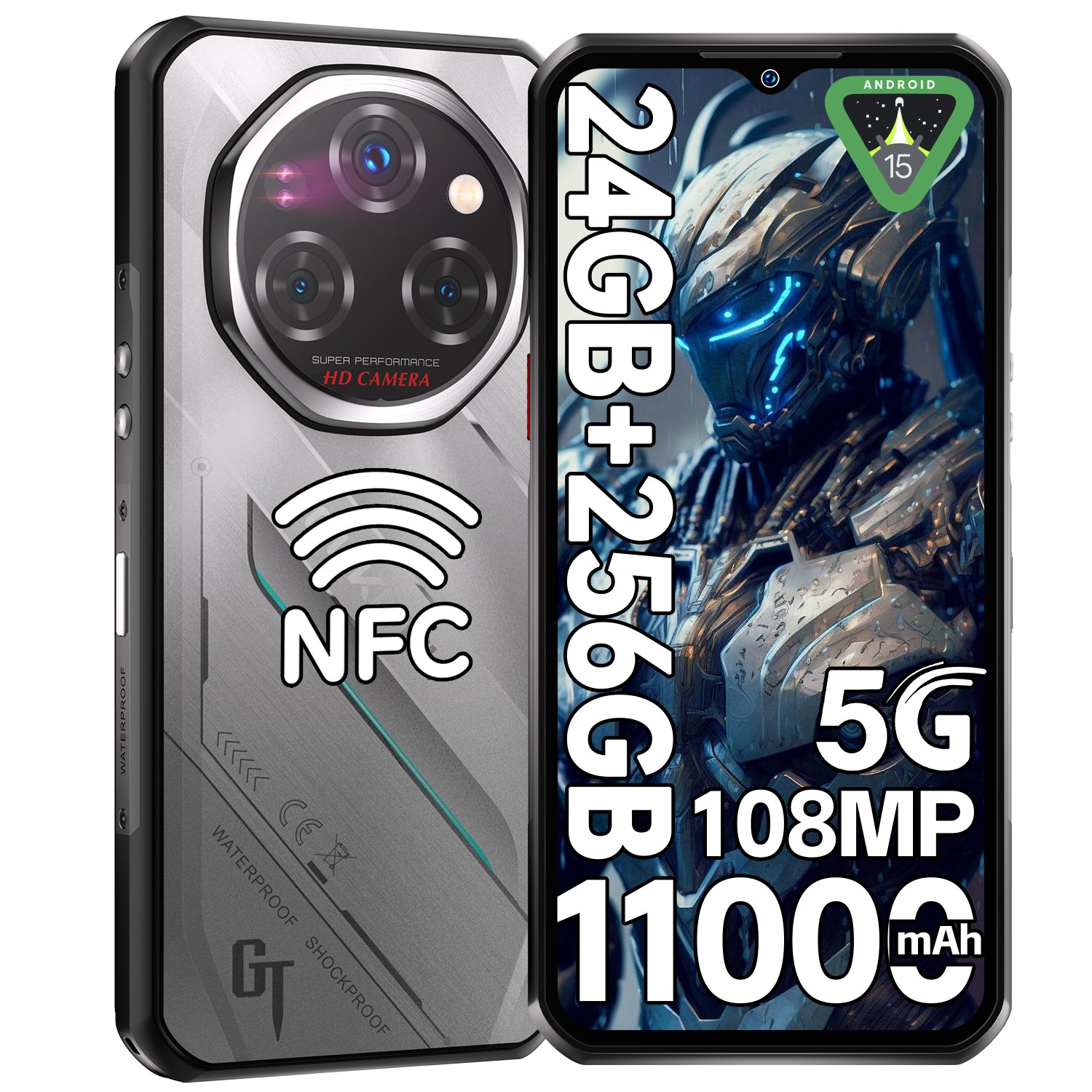 2026 OUKITEL WP62 5G Rugged Smartphone Android 15 24GB+256GB 11000mAh T-Mobile