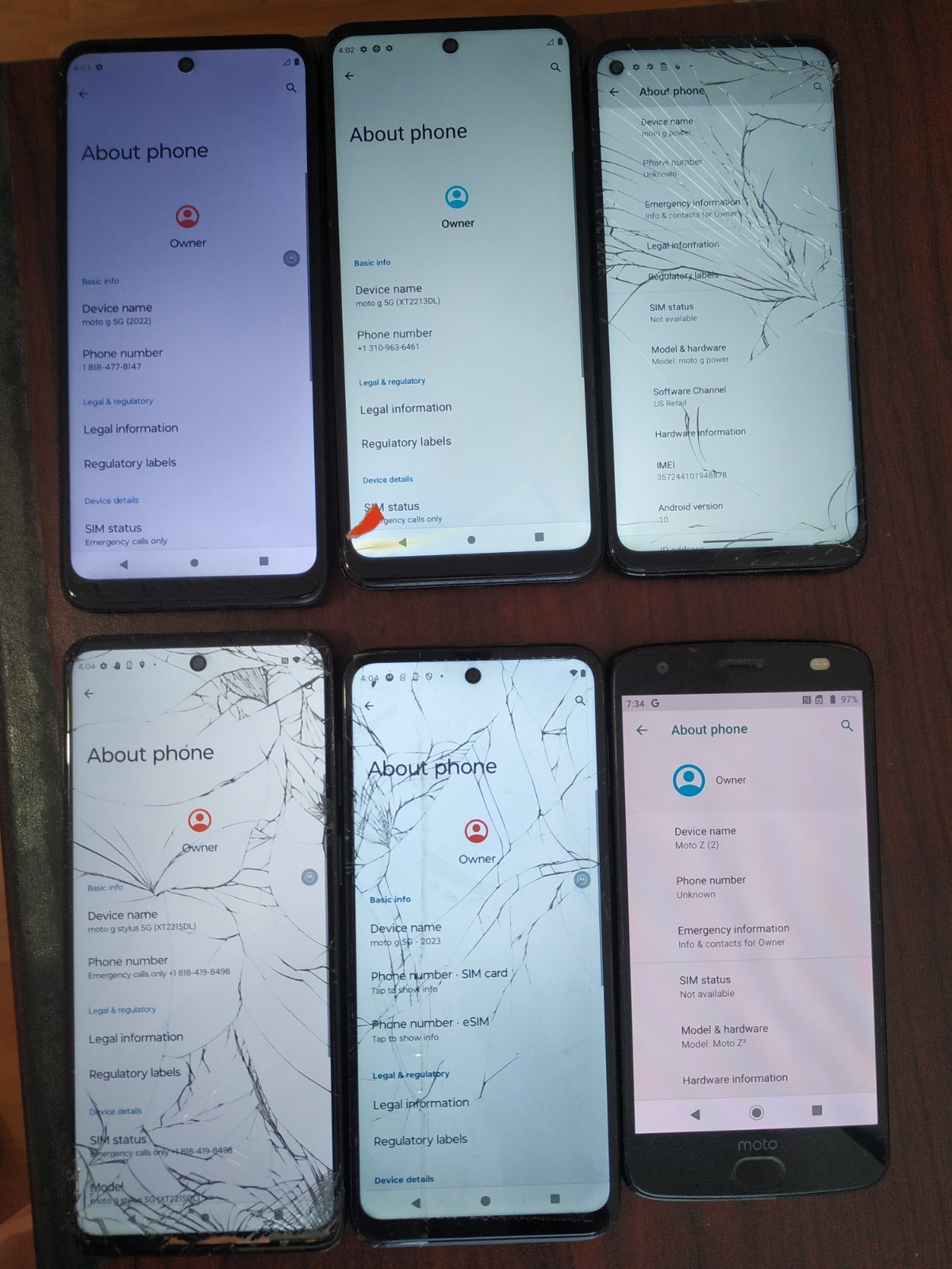 Lot of 6 Motorola Moto g Stylus 5G XT2215DL128GB /g 5G(2022)64GB/other For parts