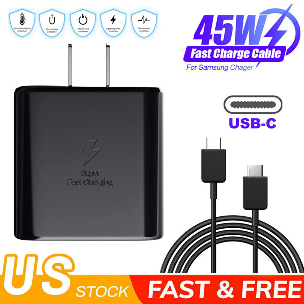 45W Type USB-C Super Fast Charger Plug+ 6ft Cable for Samsung Galaxy S23 S24 S25