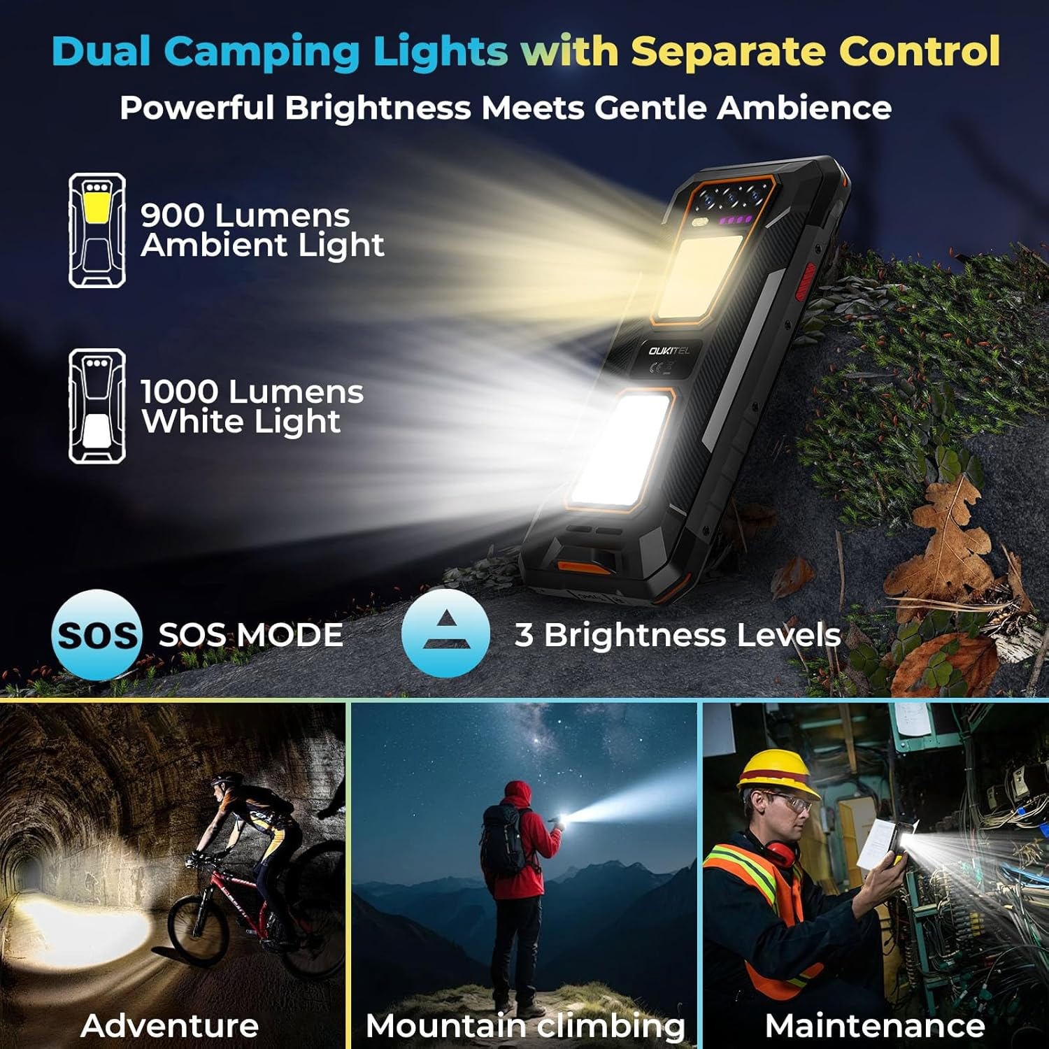 OUKITEL WP58 Pro Rugged Phone 5G 10000mAh Battery Android 15 IP68 6.7″ 120Hz NFC
