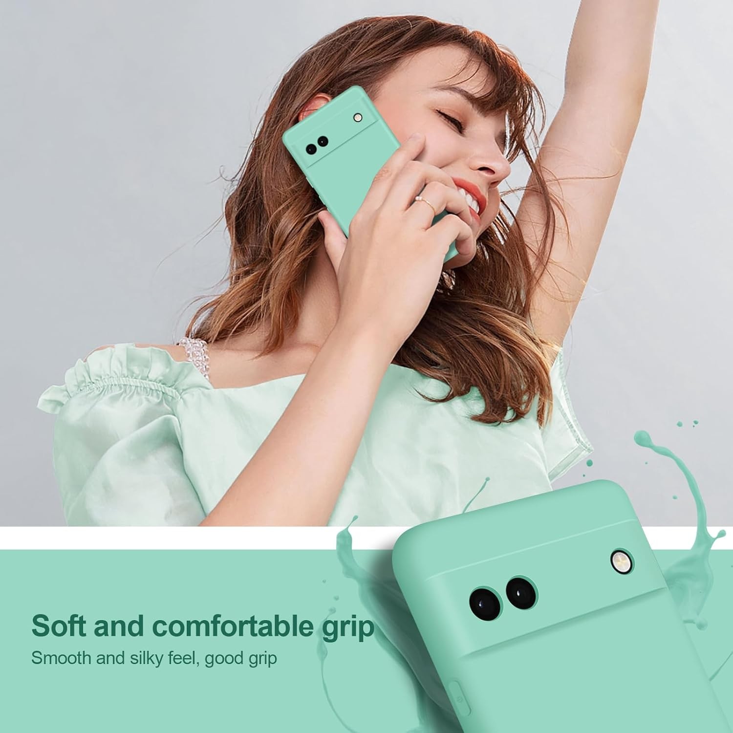 Case for Google Pixel 6A, Soft Silicone Shockproof Slim Cover with Camera Protec